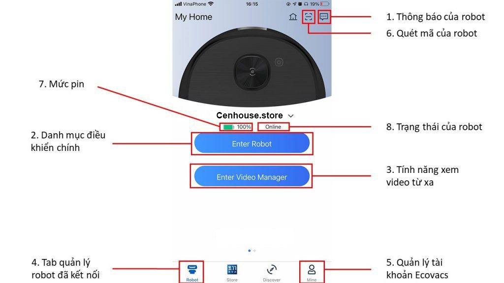 Hướng dẫn sử dụng App Ecovacs Home - Ecovacs T8