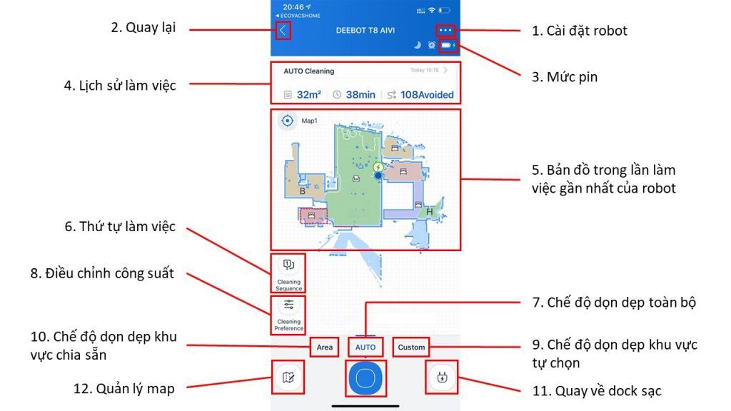 Hướng dẫn sử dụng App Ecovacs Home - Ecovacs T8