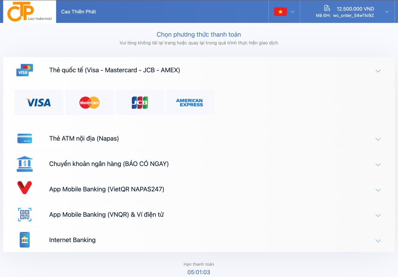 Hướng dẫn thanh toán online