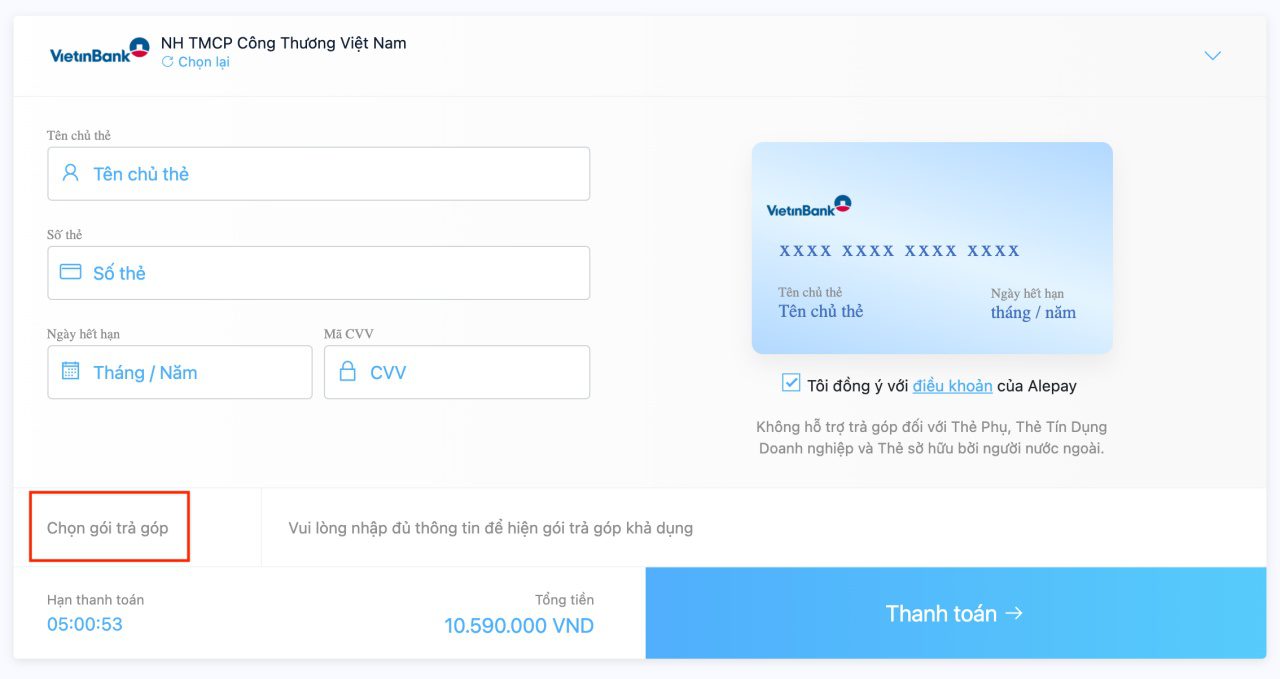 Hướng dẫn trả góp