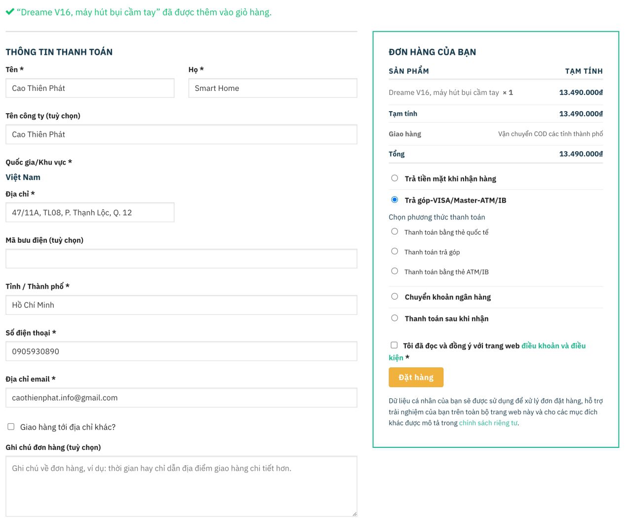 Hướng dẫn thanh toán online