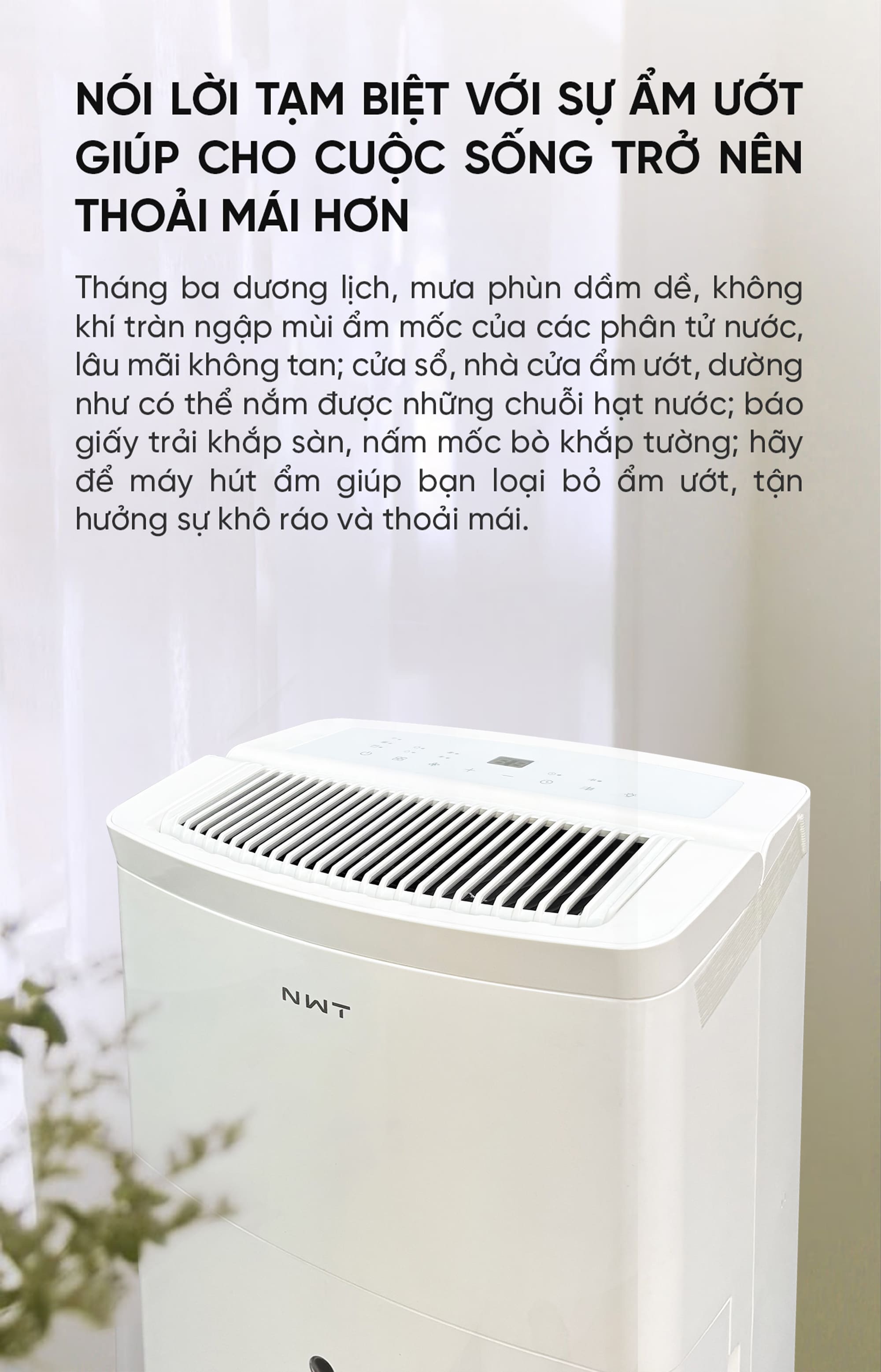 Máy Hút Ẩm Thông Minh Xiaomi NWT 30L Kèm Lưới Lọc Kháng Khuẩn