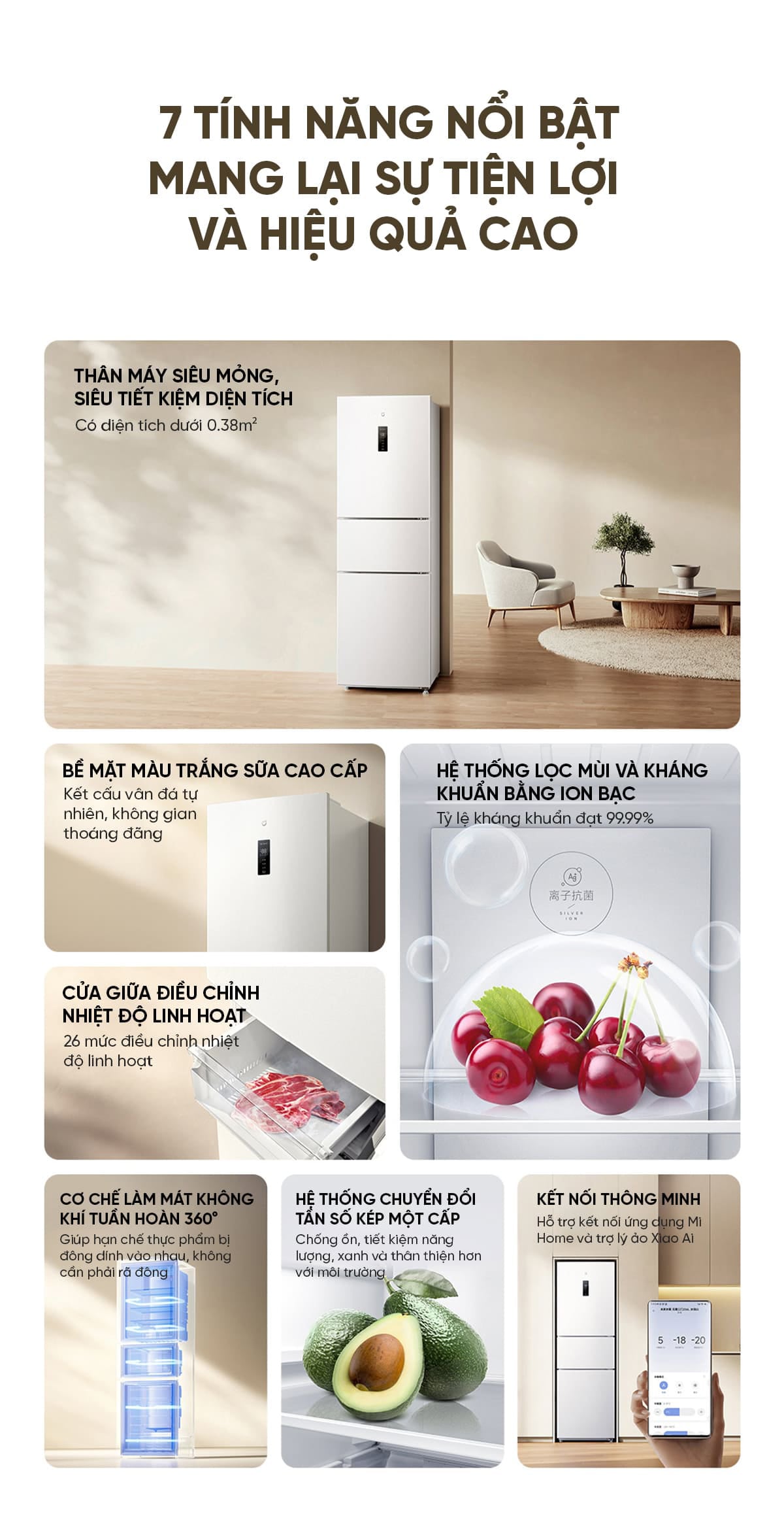 Tủ lạnh Xiaomi Mijia 256L thiết kế 3 cửa độc lập