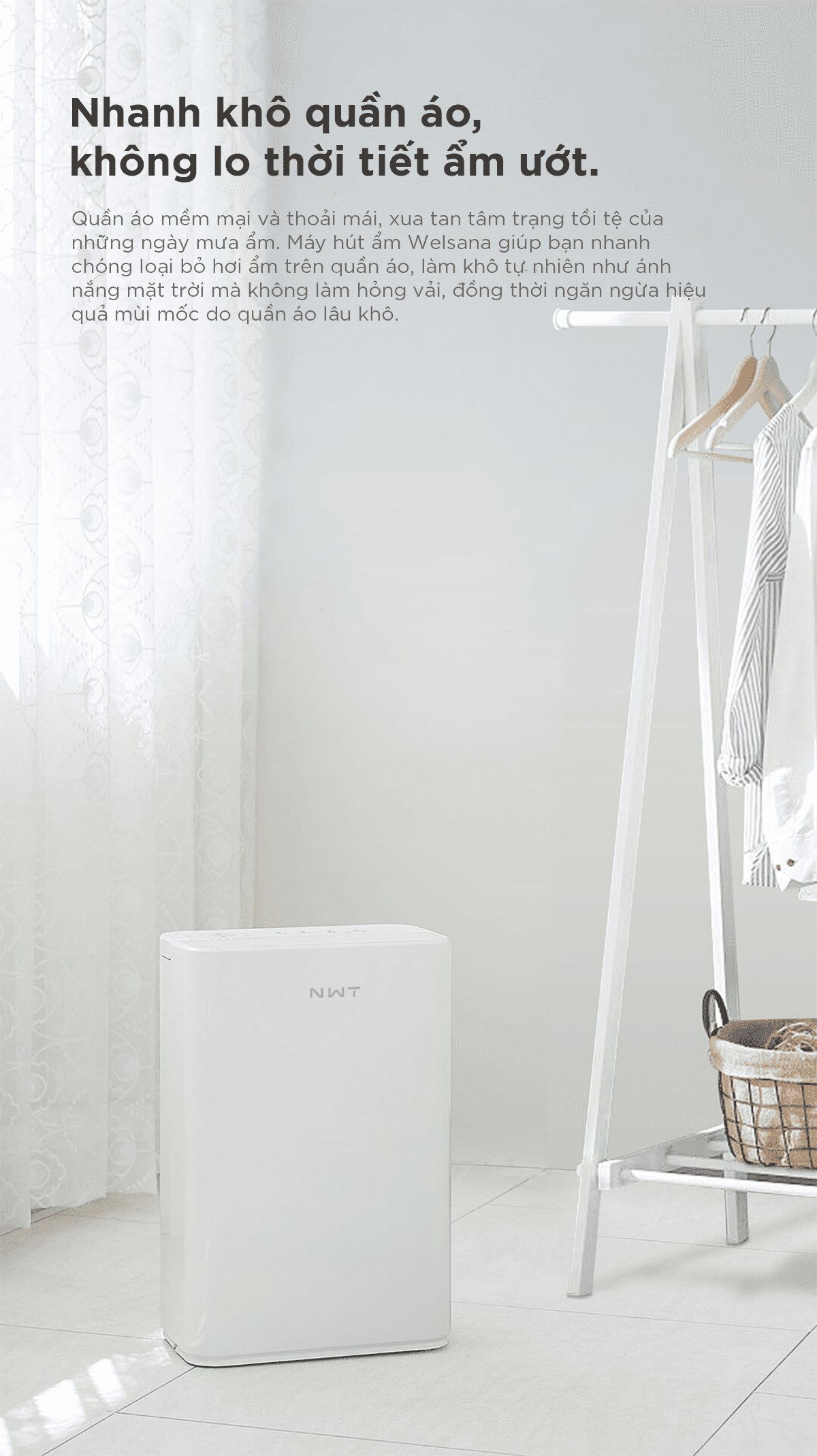 Máy Hút Ẩm Thông Minh Xiaomi NWT 12L Kèm Lưới Lọc Kháng Khuẩn