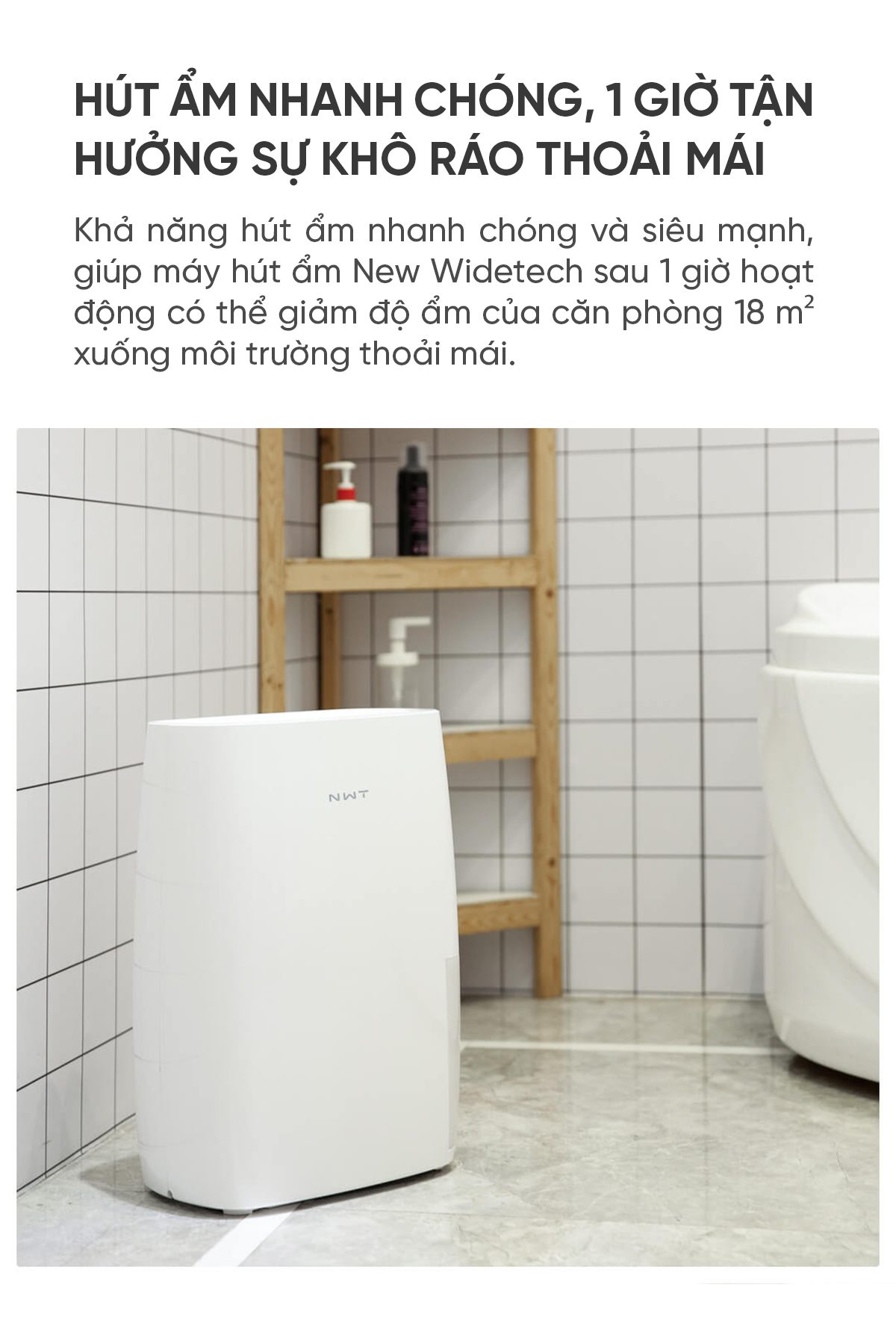 Máy Hút Ẩm Thông Minh Xiaomi NWT 18L Kèm Lưới Lọc Kháng Khuẩn