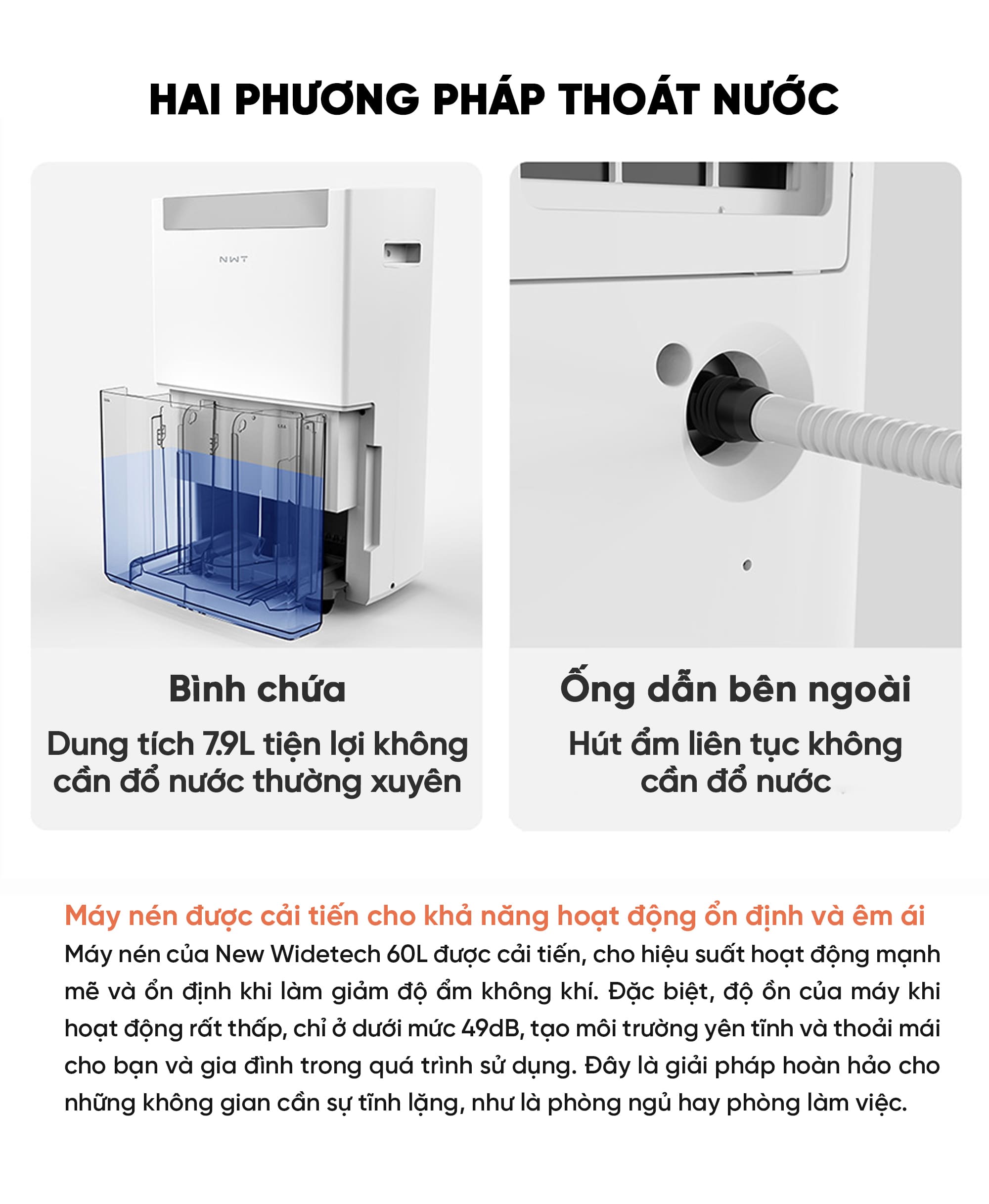 Máy Hút Ẩm Thông Minh Xiaomi NWT 60L Có Bánh Xe Kèm Lưới Lọc Kháng Khuẩn