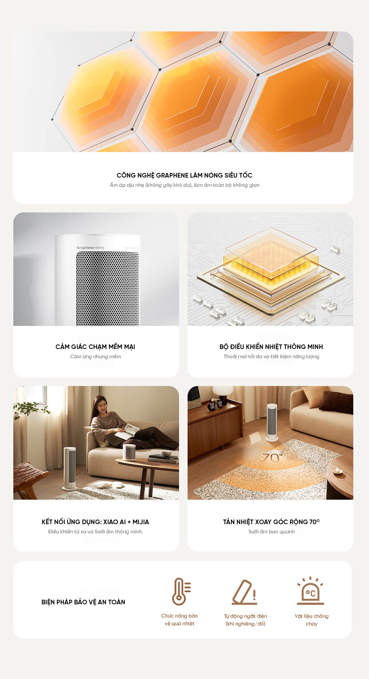 Máy Sưởi Đứng Xiaomi Mijia Graphene LSNFJ04ZM Cảm Ứng