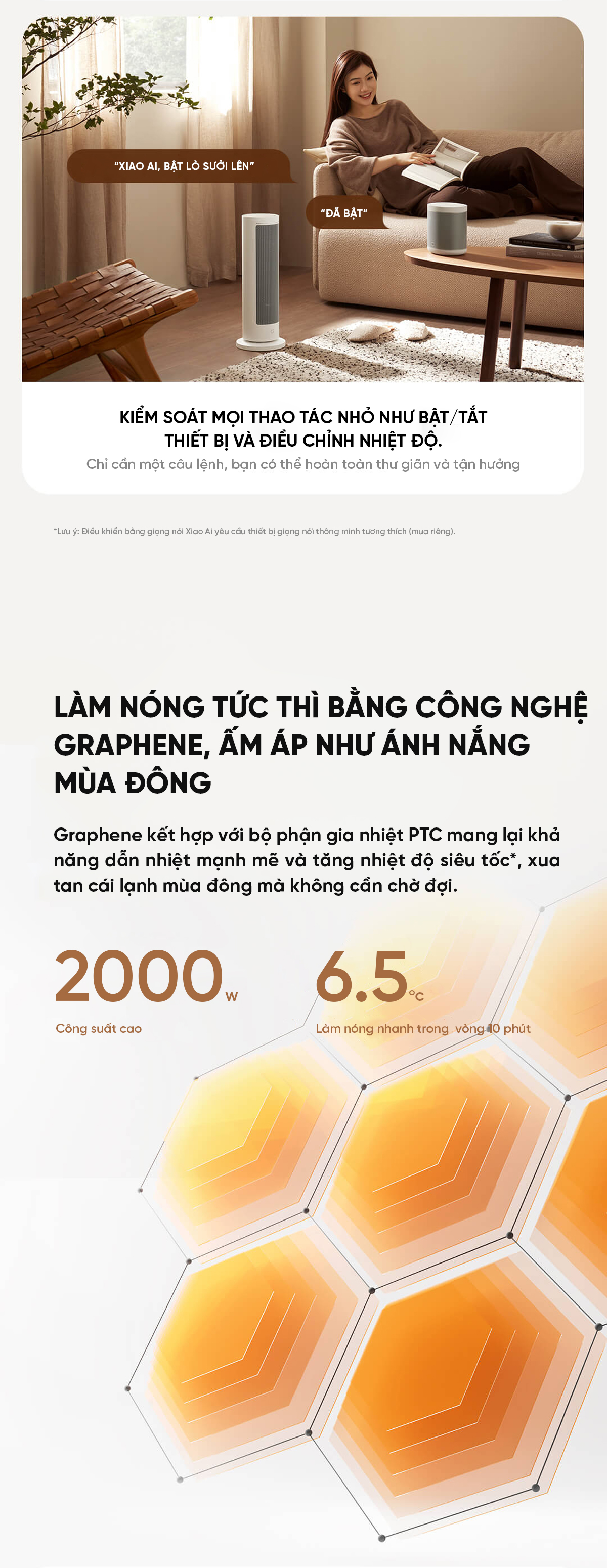 Máy Sưởi Đứng Xiaomi Mijia Graphene LSNFJ04ZM Cảm Ứng
