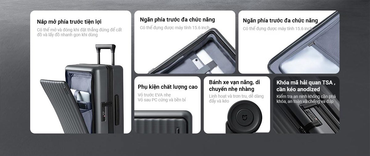 Vali Du Lịch Mở Nắp Trước Mijia 20 inch
