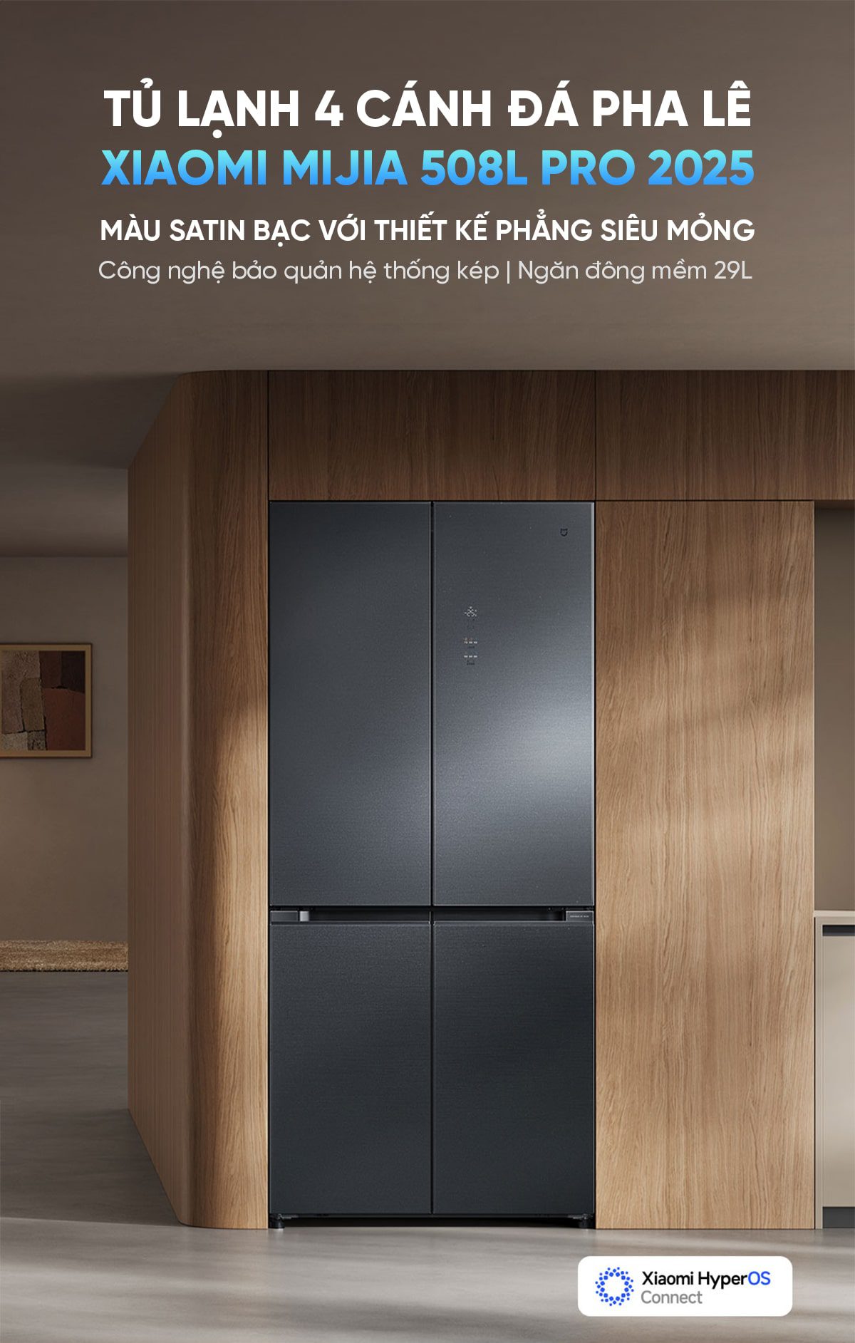 Tủ lạnh Xiaomi Mijia 508L Pro, 4 cửa, mặt đá pha lê