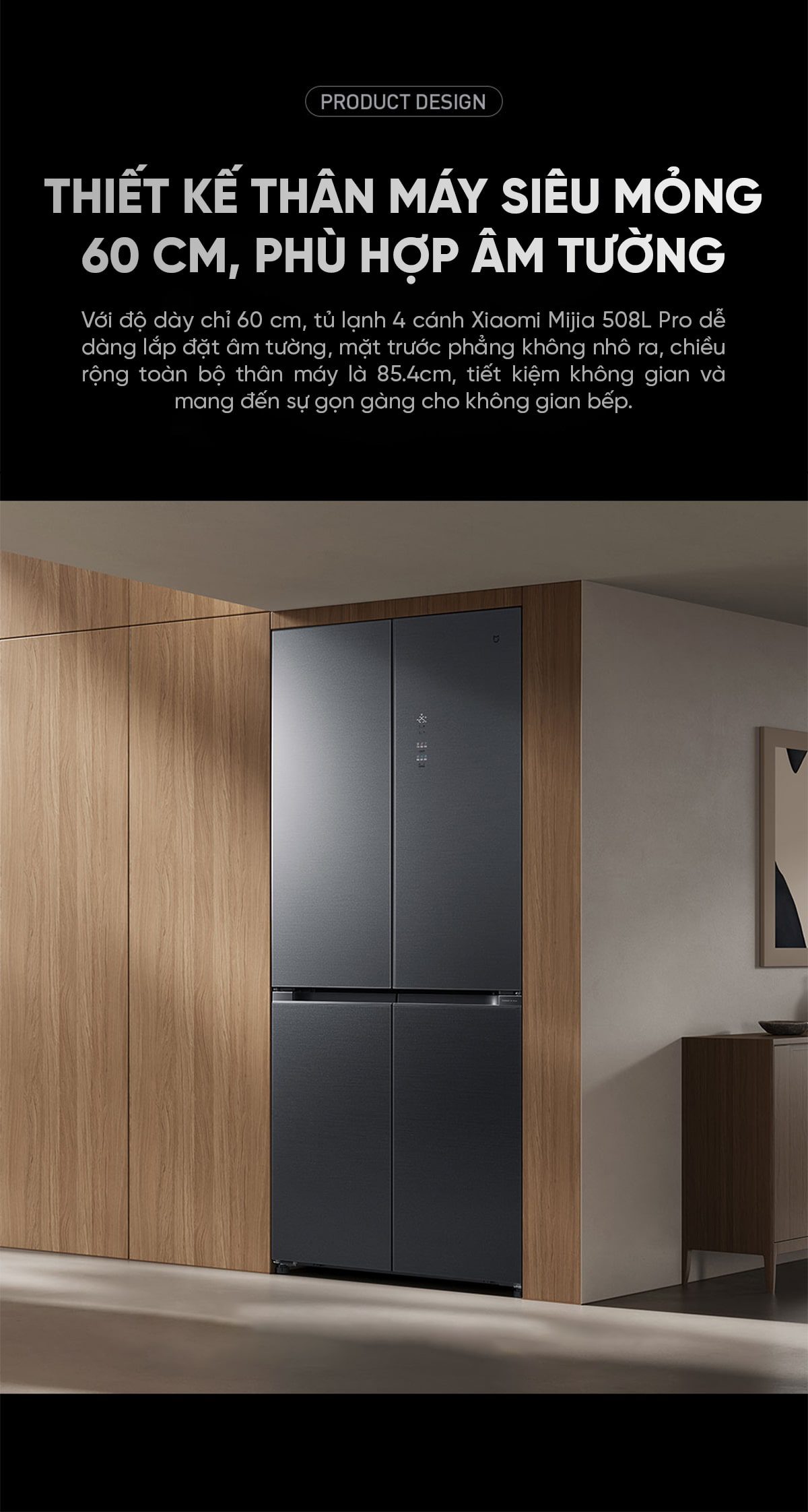 Tủ lạnh Xiaomi Mijia 508L Pro, 4 cửa, mặt đá pha lê