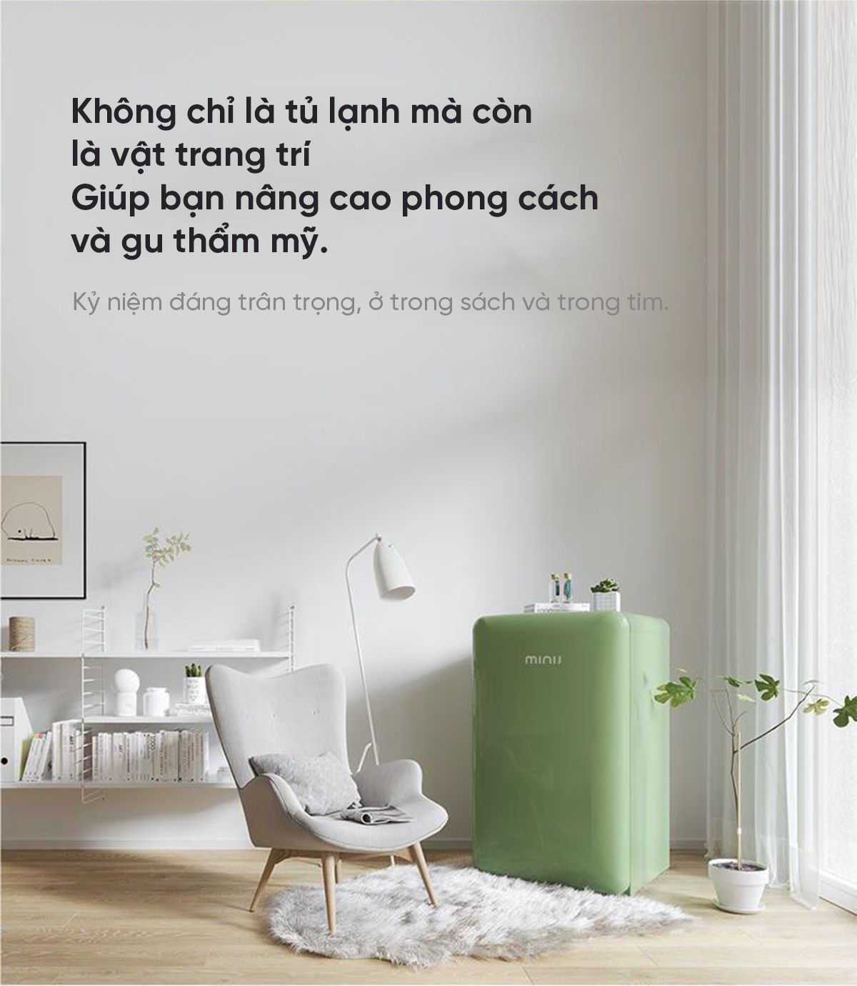 Tủ lạnh Mini MiniJ Retro 121L nhỏ gọn thiết kế hiện đại