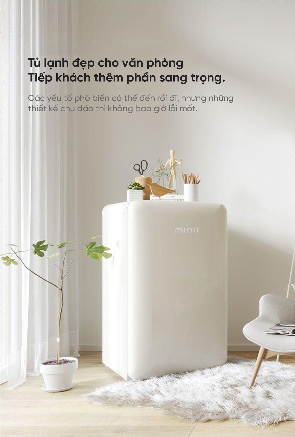 Tủ lạnh Mini MiniJ Retro 121L nhỏ gọn thiết kế hiện đại