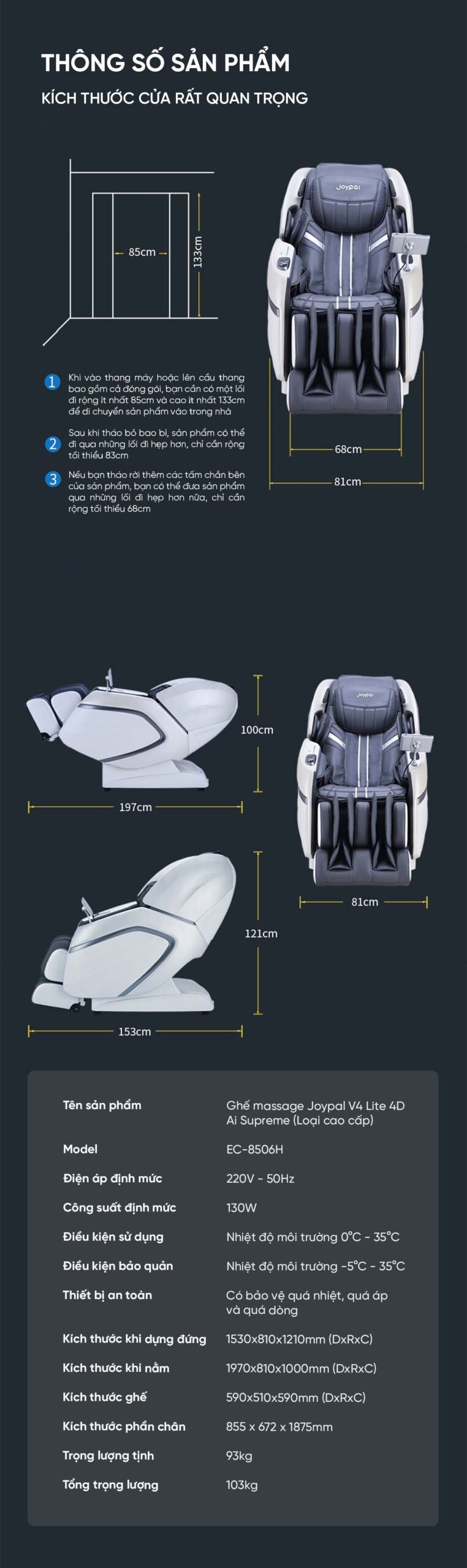 Ghế Massage Cao Cấp Xiaomi Joypal V4 Lite 4D Ai Supreme