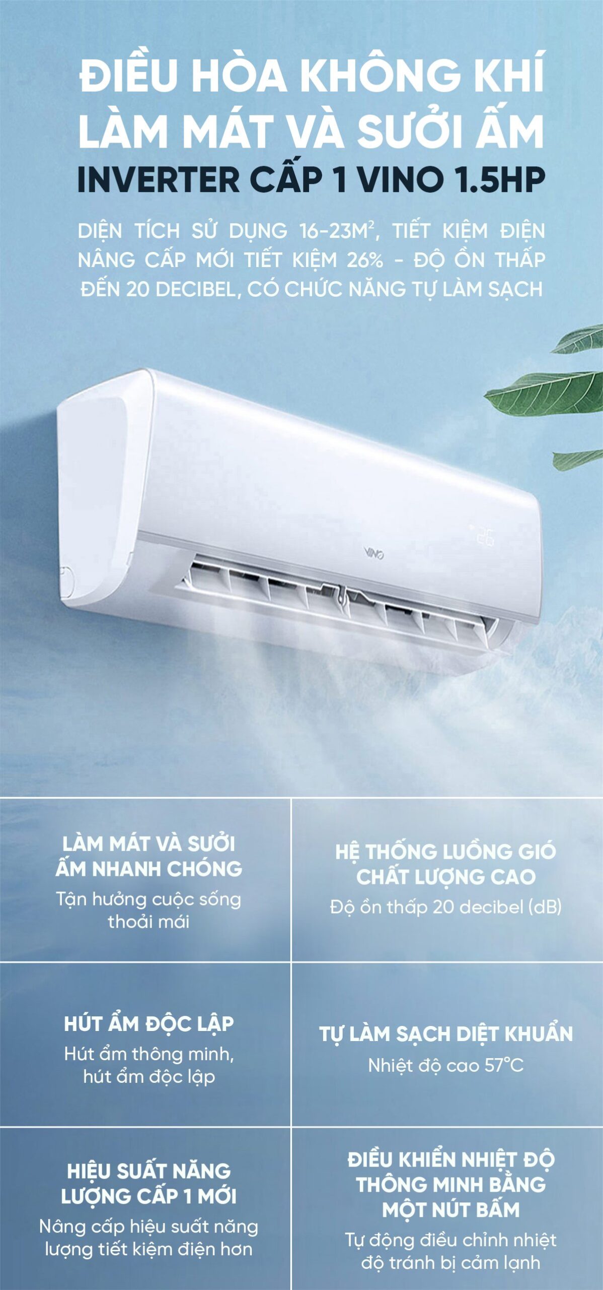 Điều hòa 2 chiều 12000BTU Xiaomi Vino 1.5HP tiết kiệm điện cấp 1 KFR-35GW/V31AA1-1