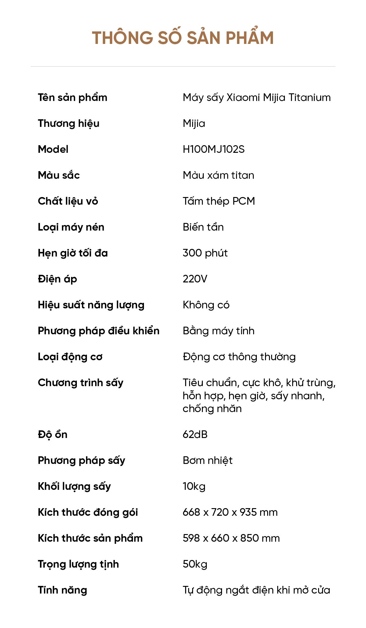 Máy sấy Xiaomi Mijia H100MJ102S Titanium 10kg
