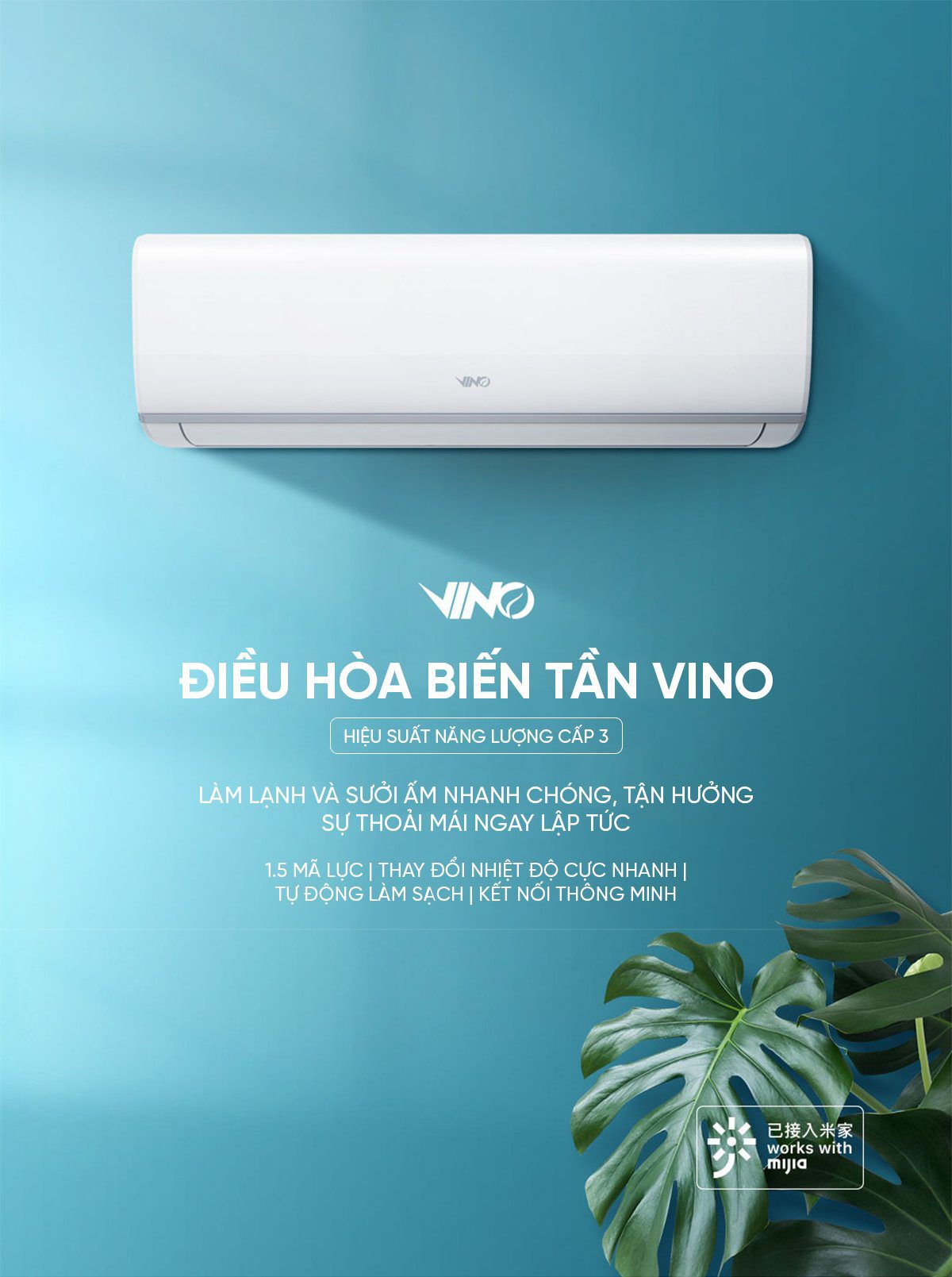Điều hòa 2 chiều Xiaomi Vino 12000 BTU 1.5HP tiết kiệm điện cấp 3 KFR-35GW/V11AA2-3