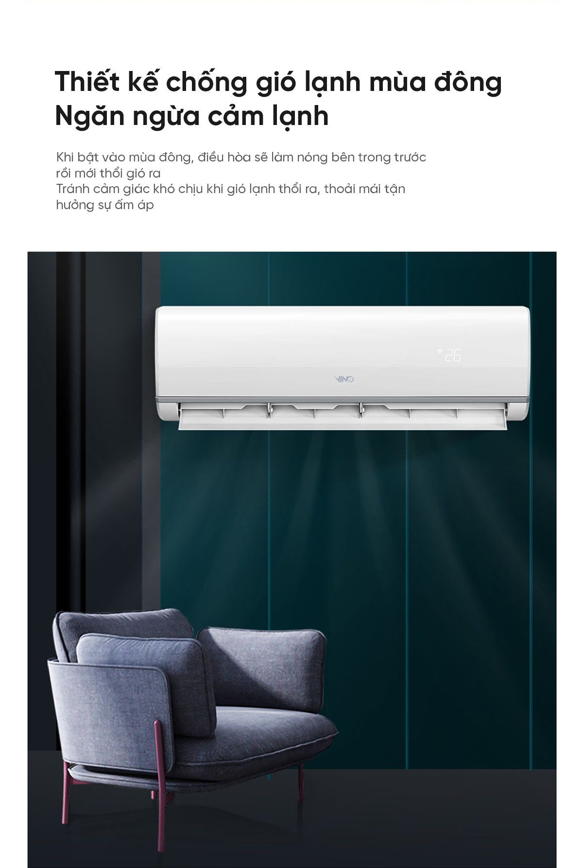 Điều hòa 2 chiều Xiaomi Vino 18000BTU 2HP tiết kiệm điện KFR-50GW/V31AA1-N2