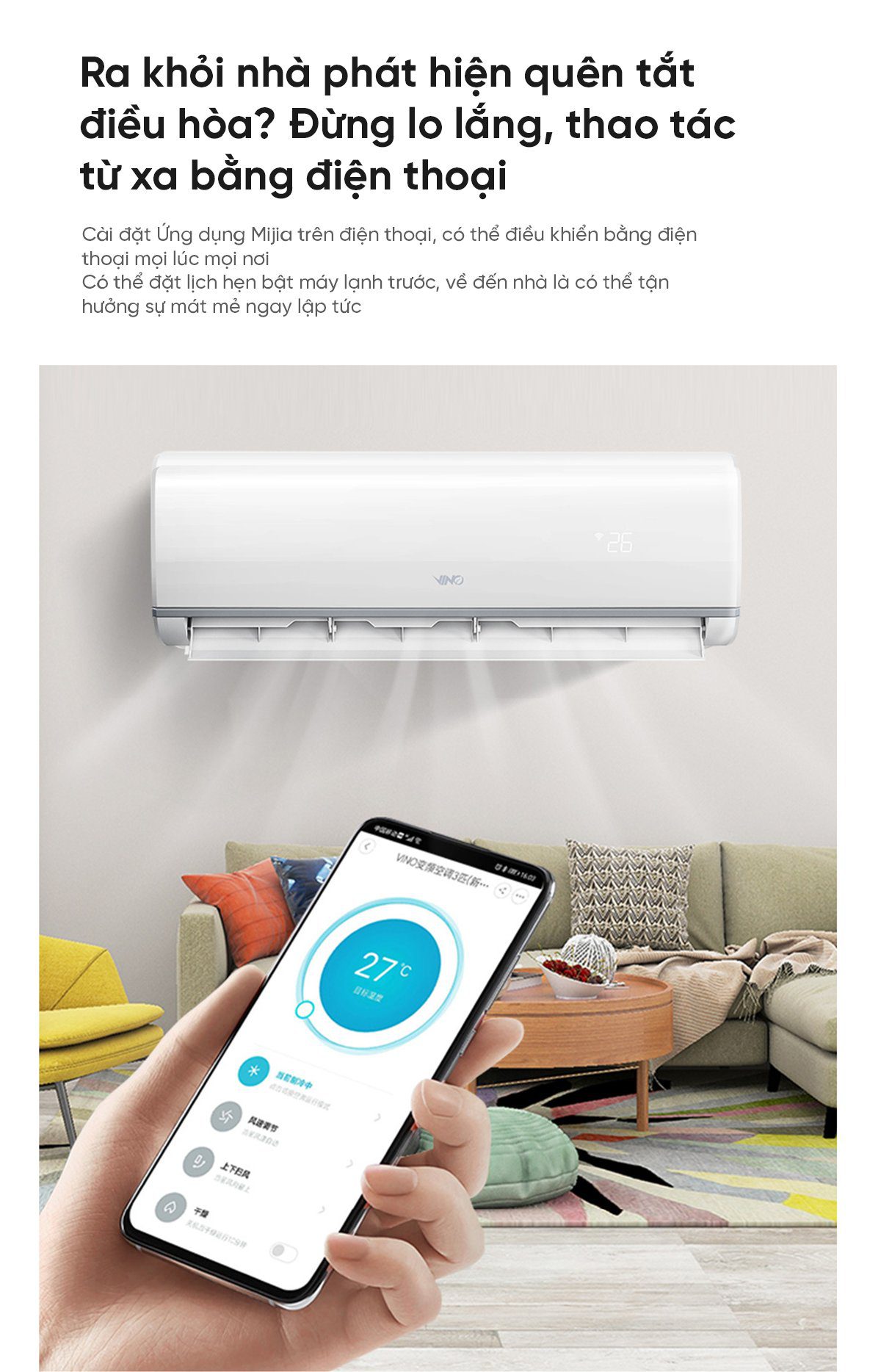 Điều hòa 2 chiều Xiaomi Vino 18000BTU 2HP tiết kiệm điện KFR-50GW/V31AA1-N2