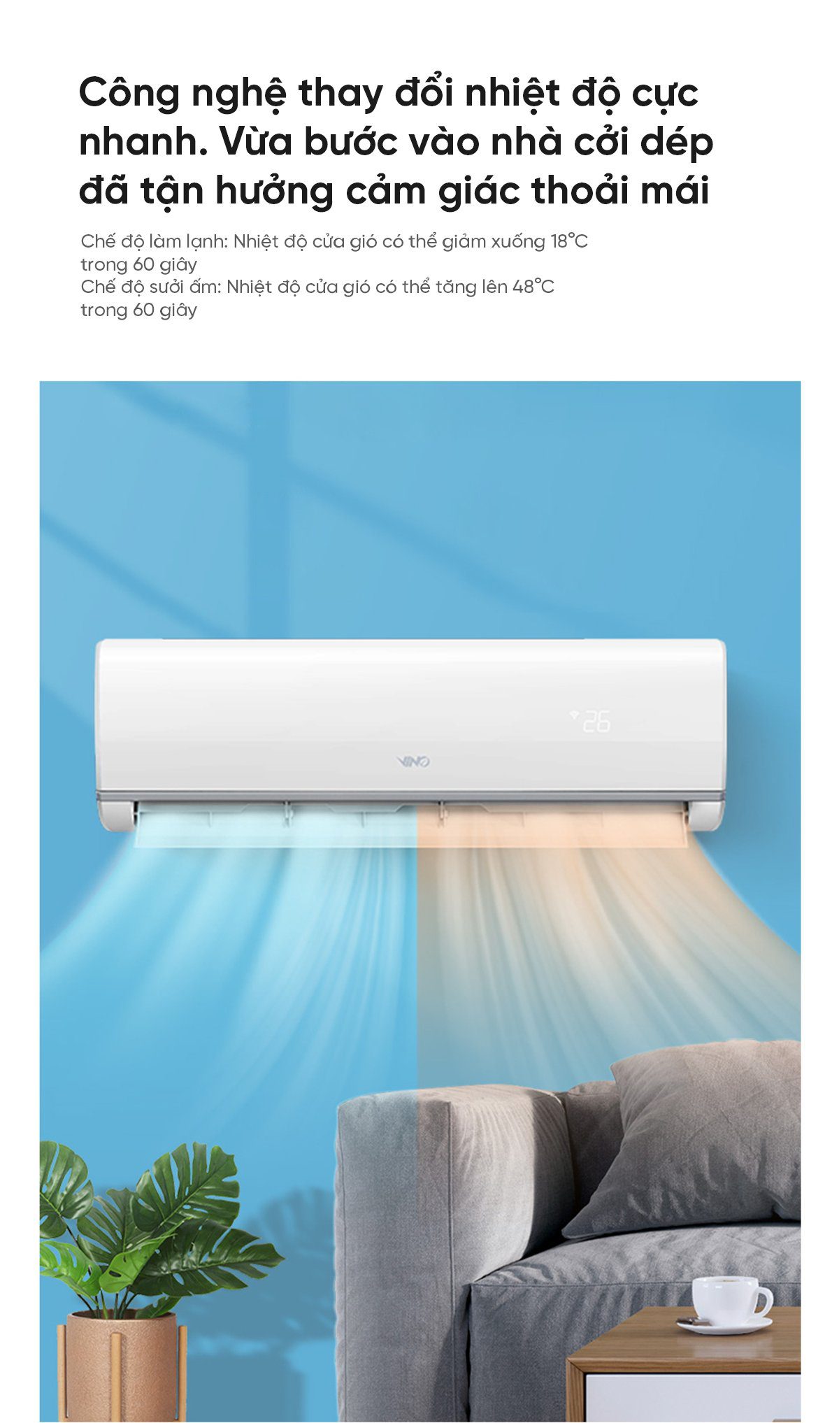 Điều hòa 2 chiều Xiaomi Vino 18000BTU 2HP tiết kiệm điện KFR-50GW/V31AA1-N2