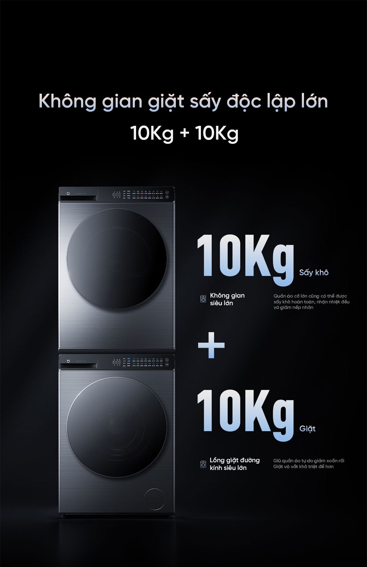 Combo máy giặt 10kg sấy 10kg Xiaomi Mijia Pro XQG100MJ109 - H100MJ105