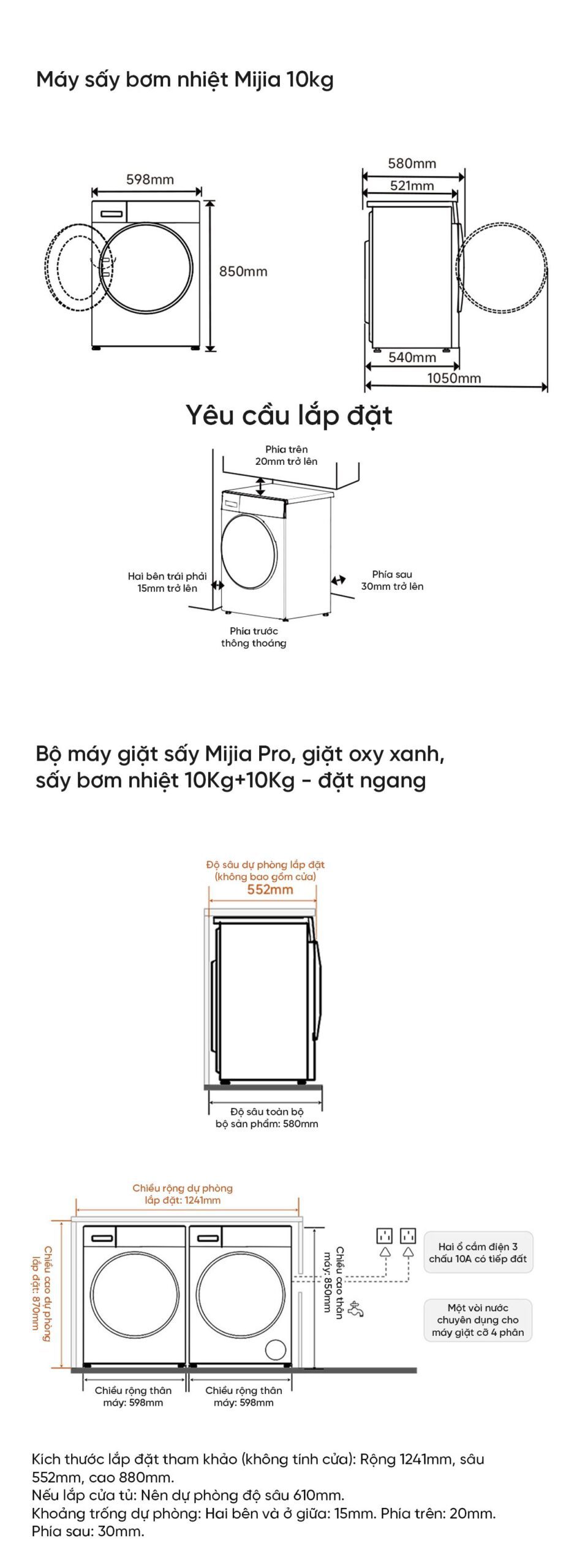 Combo máy giặt 10kg sấy 10kg Xiaomi Mijia Pro XQG100MJ109 - H100MJ105