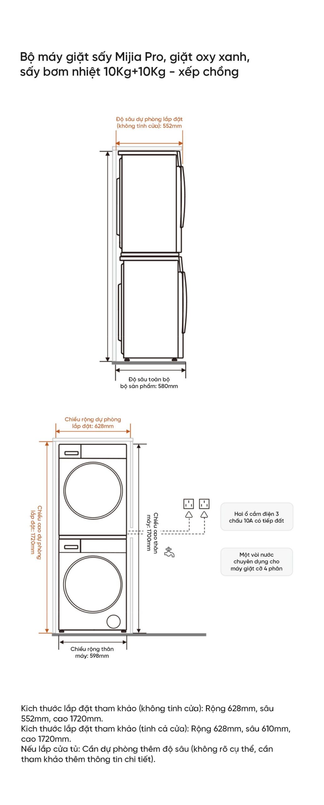 Combo máy giặt 10kg sấy 10kg Xiaomi Mijia Pro XQG100MJ109 - H100MJ105