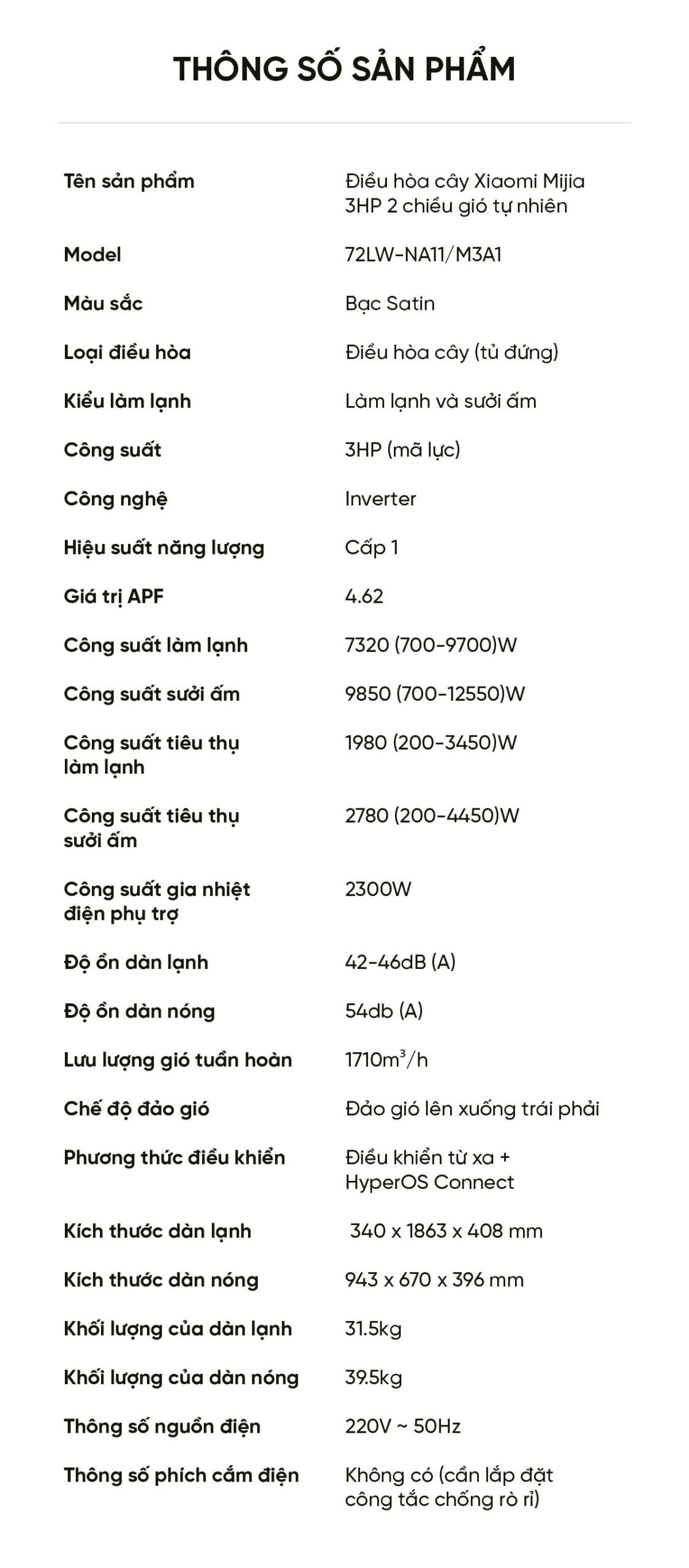 Điều hòa cây Xiaomi Mijia 27000BTU 72LW-NA11/M3A1 3HP 2 chiều