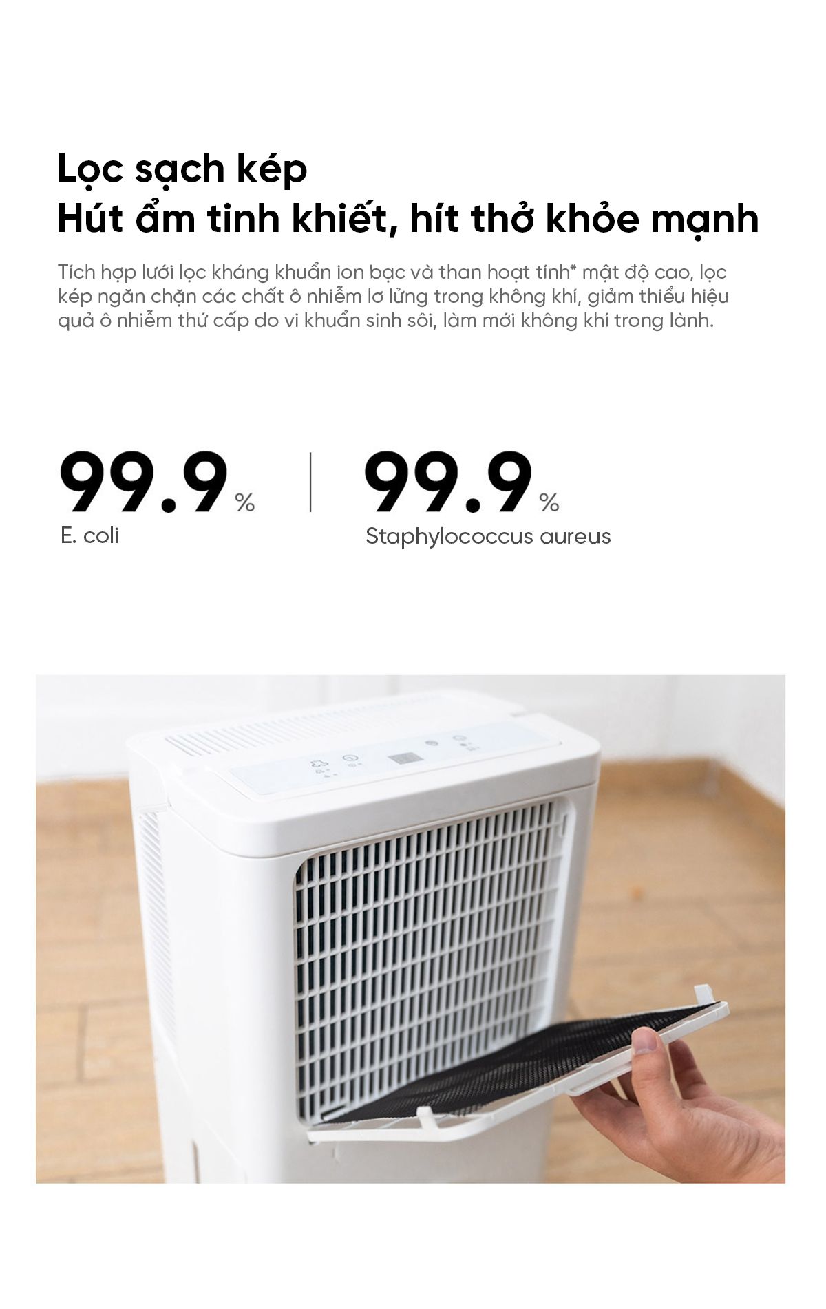 Máy Hút Ẩm Thông Minh Xiaomi NWT 16L Có Bánh Xe Kèm Lưới Lọc Kháng Khuẩn