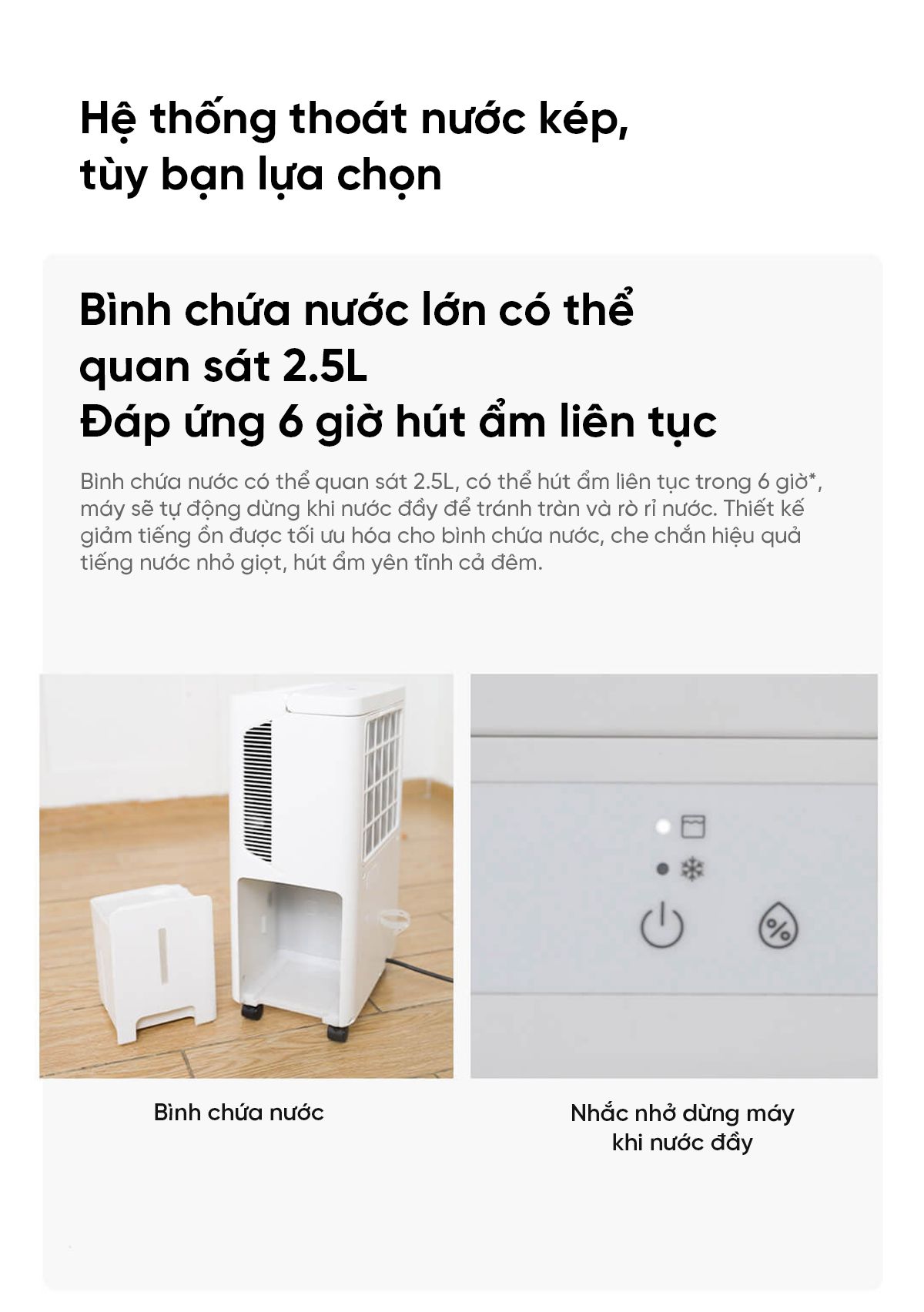 Máy Hút Ẩm Thông Minh Xiaomi NWT 16L Có Bánh Xe Kèm Lưới Lọc Kháng Khuẩn