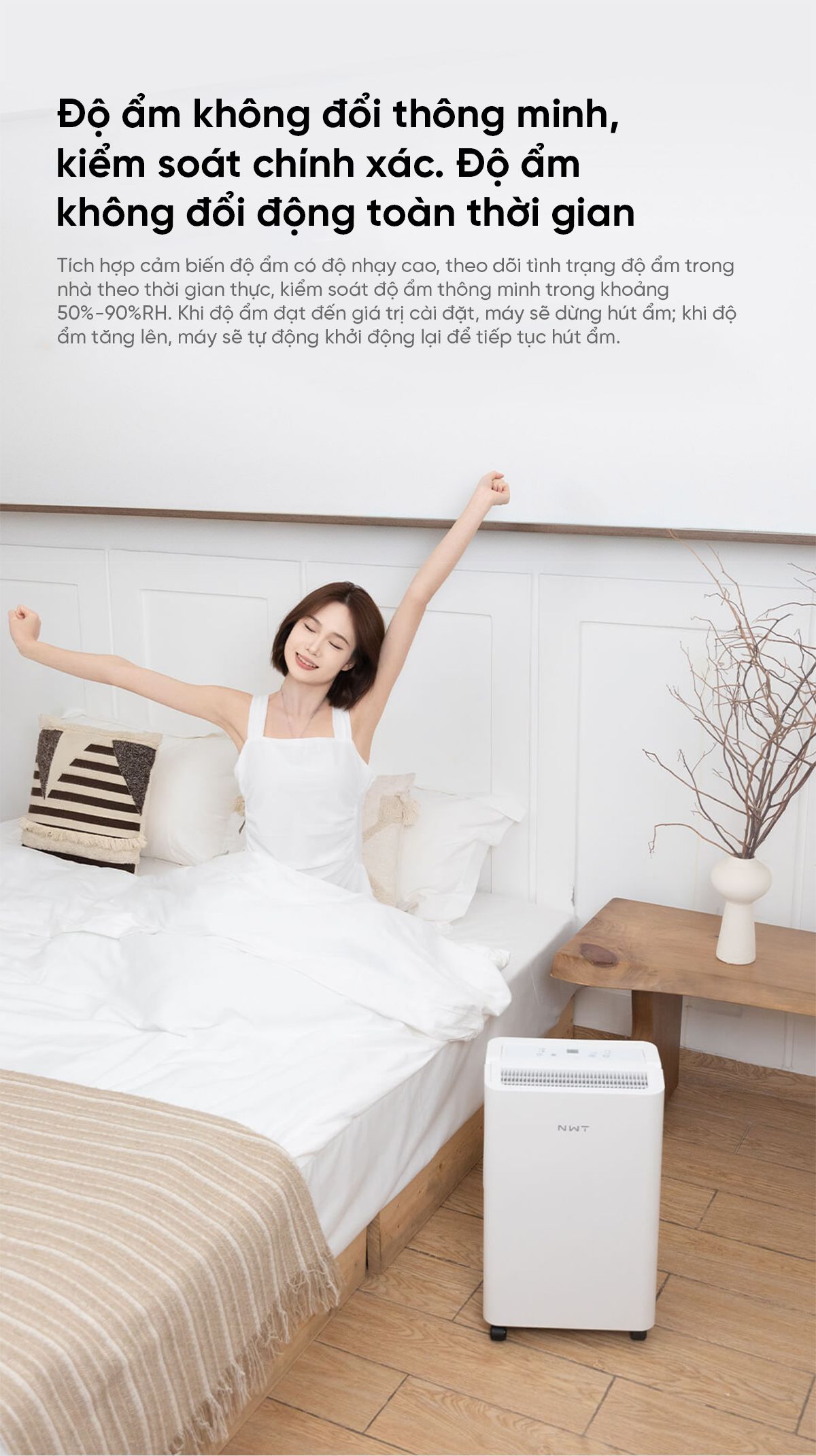 Máy Hút Ẩm Thông Minh Xiaomi NWT 16L Có Bánh Xe Kèm Lưới Lọc Kháng Khuẩn