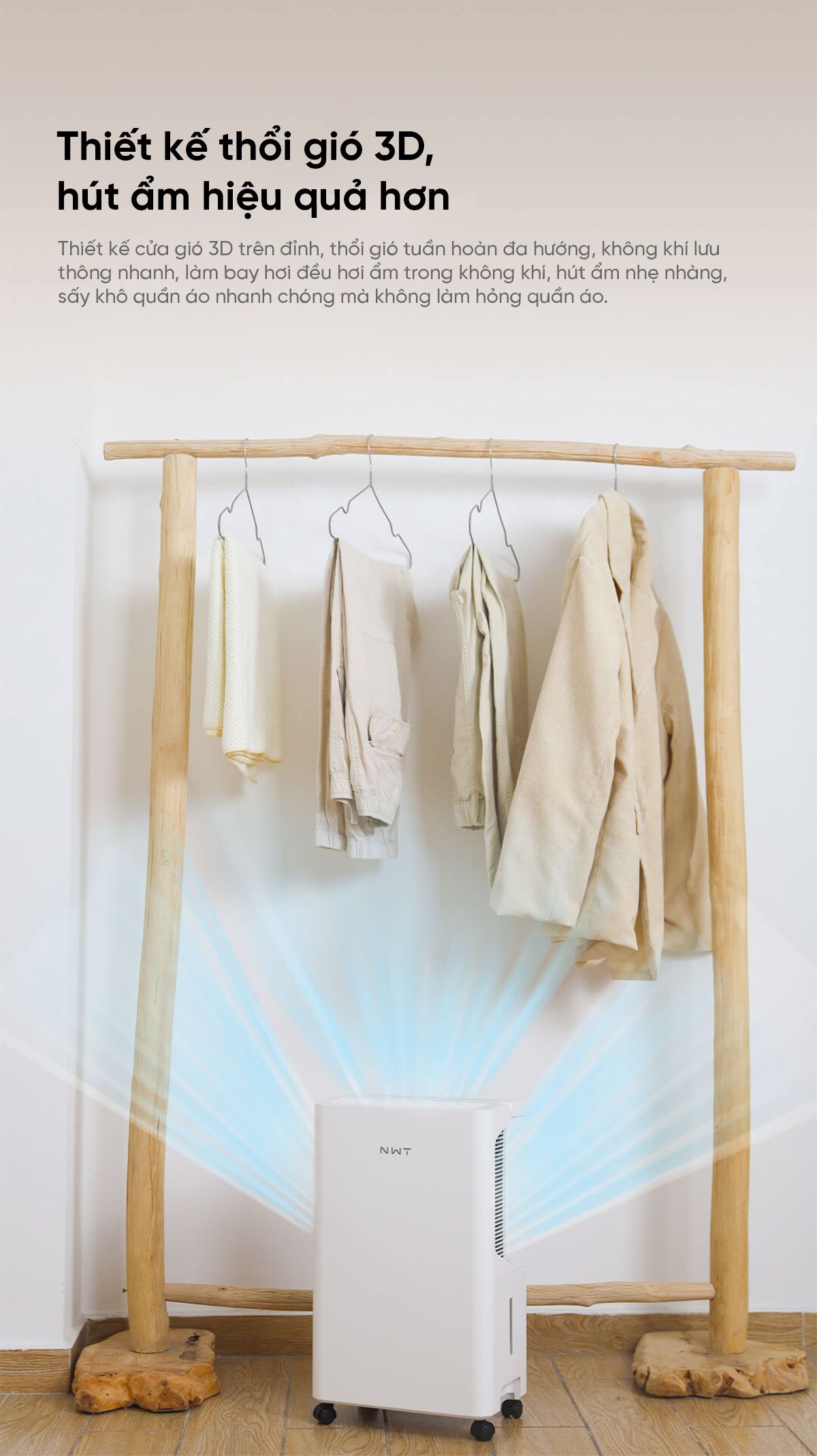 Máy Hút Ẩm Thông Minh Xiaomi NWT 16L Có Bánh Xe Kèm Lưới Lọc Kháng Khuẩn