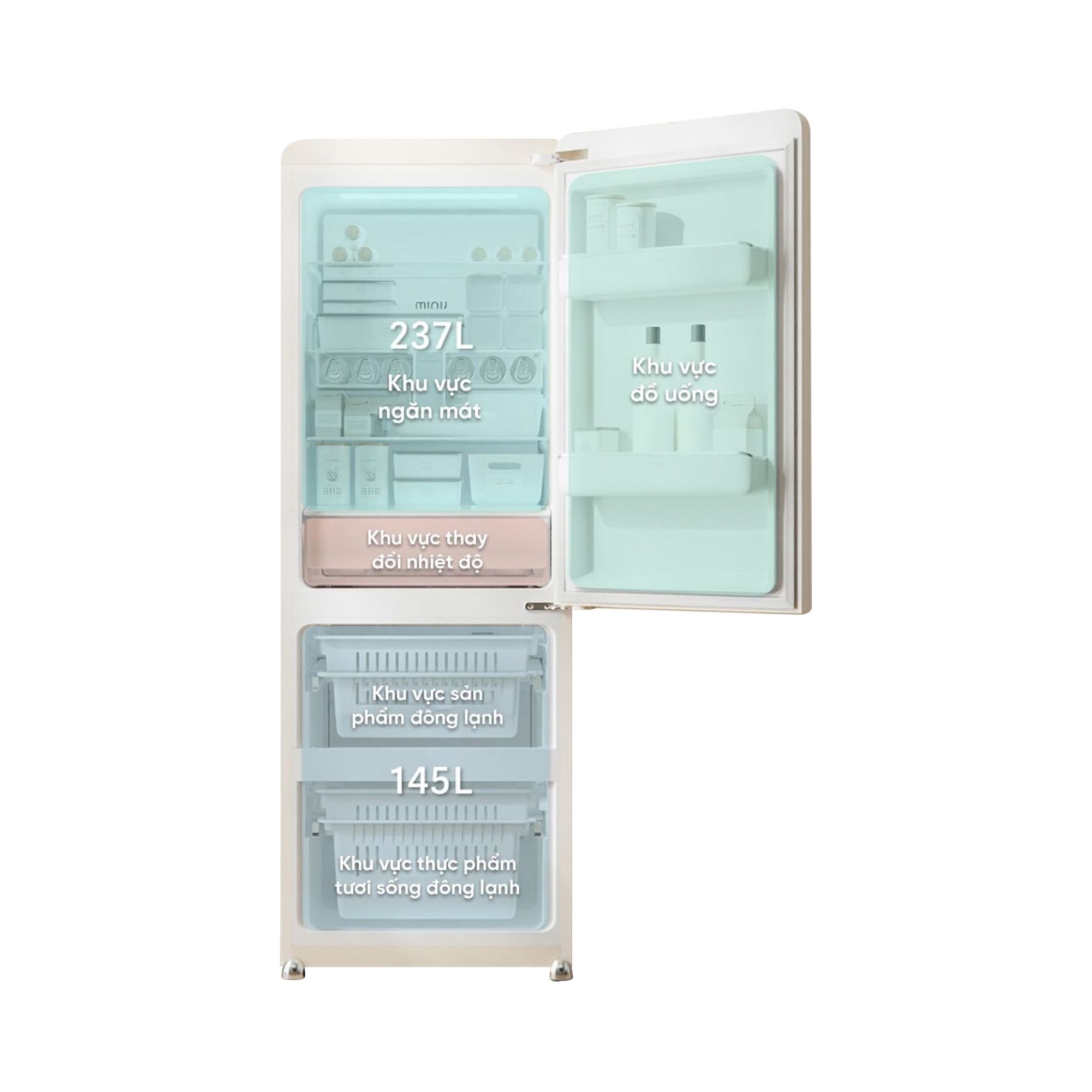 Tủ Lạnh Xiaomi MiniJ Retro 402L Kiểu Pháp, Có Ngăn Đông Mềm