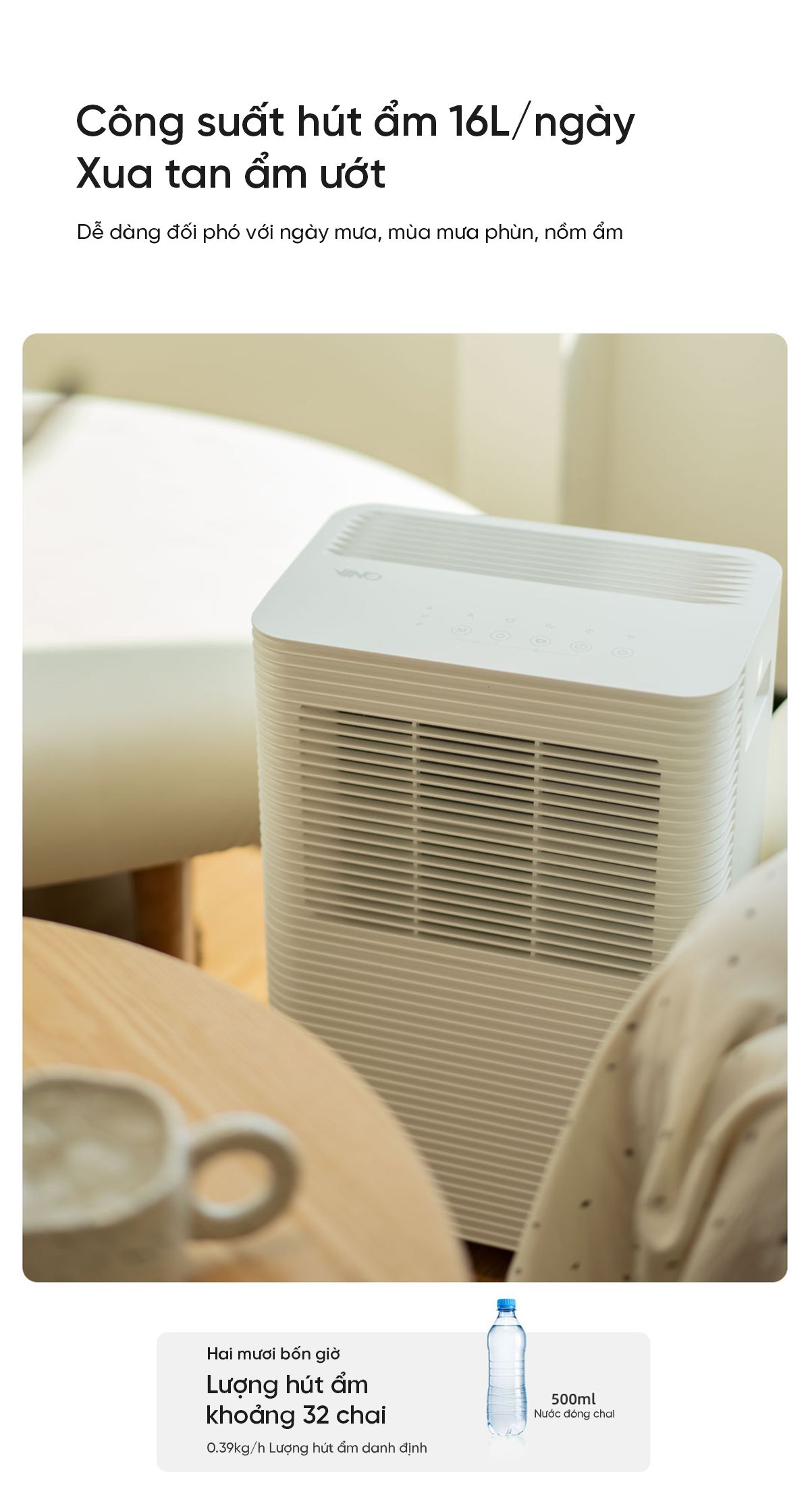 Máy Hút Ẩm Xiaomi VINO 16L Cảm Ứng Thông Minh