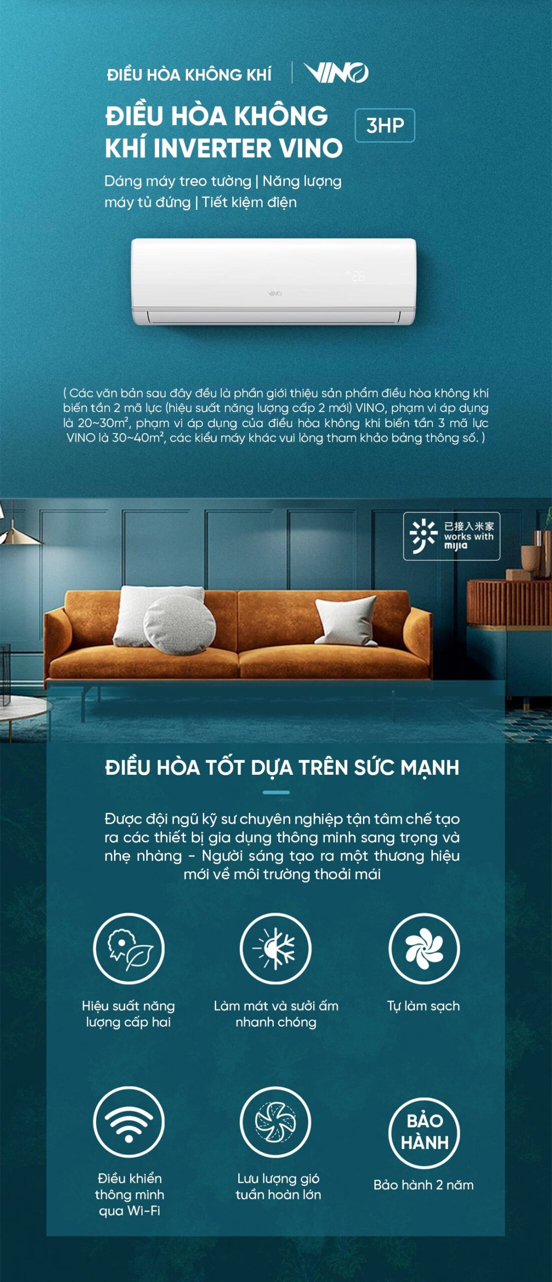 Điều hòa 2 chiều Xiaomi Vino 27000BTU 3HP tiết kiệm điện KFR-70GW/V31AA2-N2