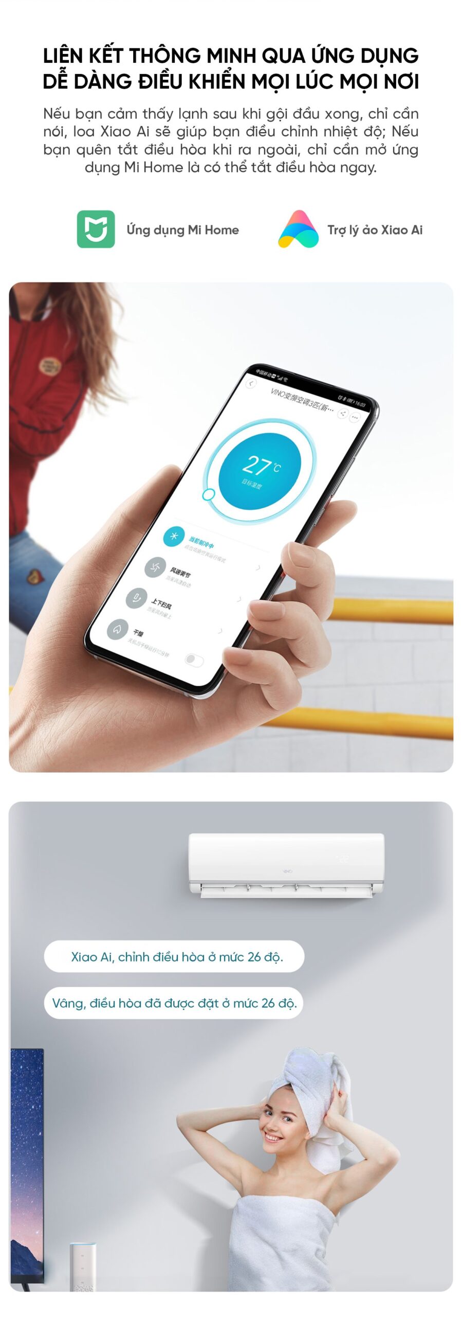Điều hòa 2 chiều Xiaomi Vino 27000BTU 3HP tiết kiệm điện KFR-70GW/V31AA2-N2