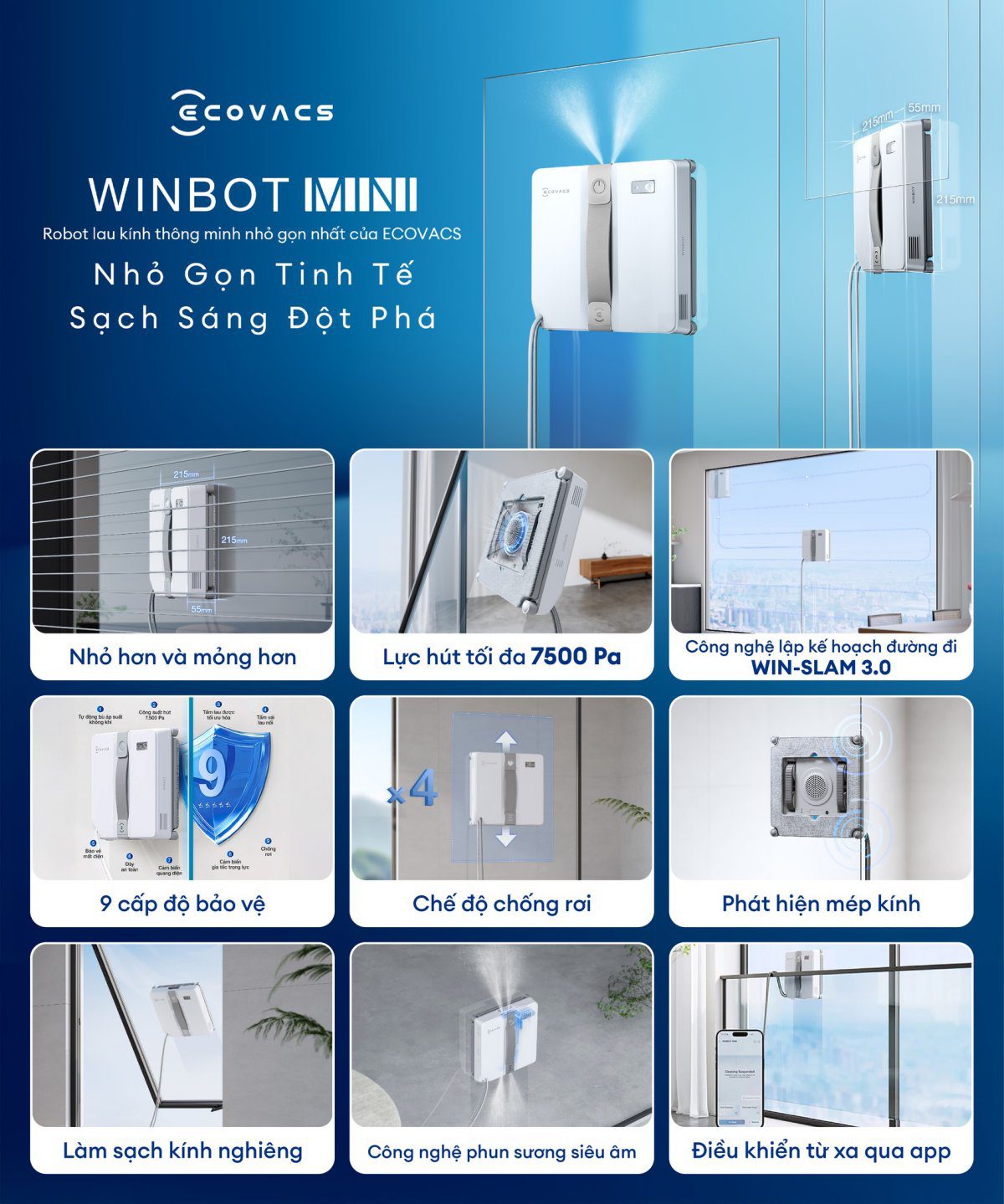 Robot lau kính Ecovacs Winbot Mini