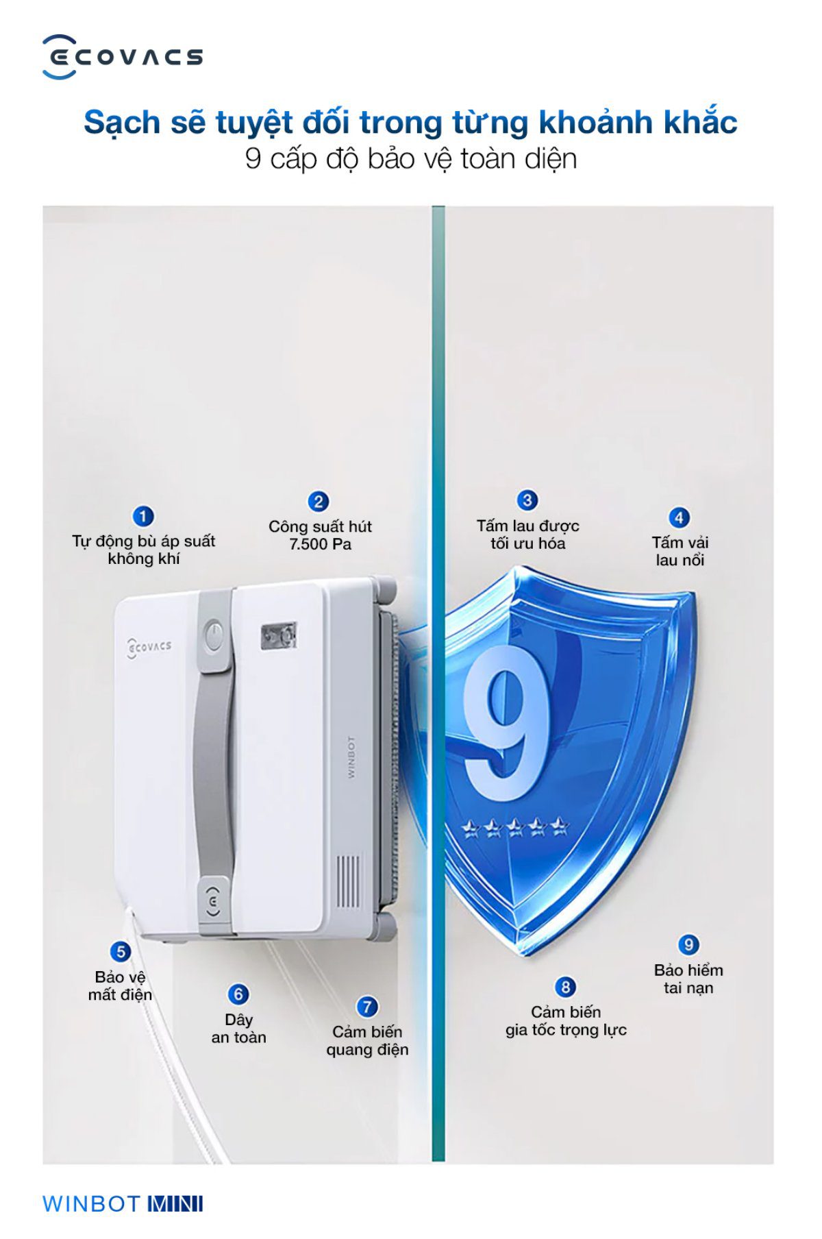 Robot lau kính Ecovacs Winbot Mini