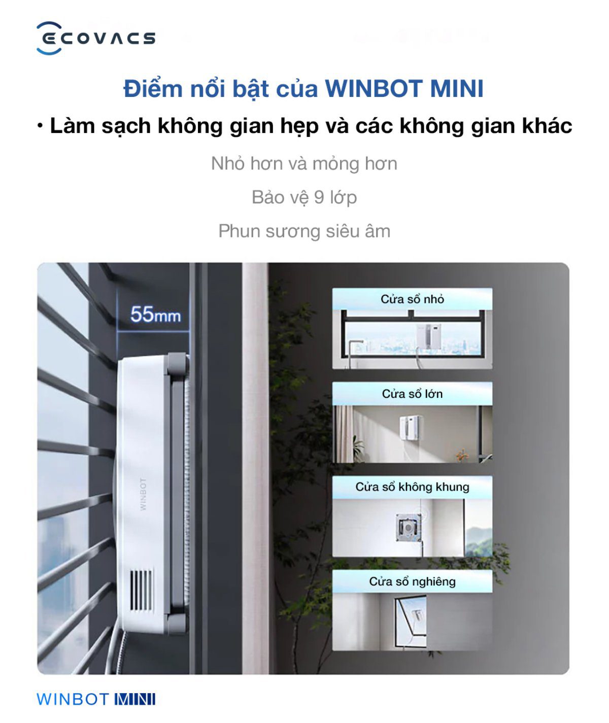 Robot lau kính Ecovacs Winbot Mini