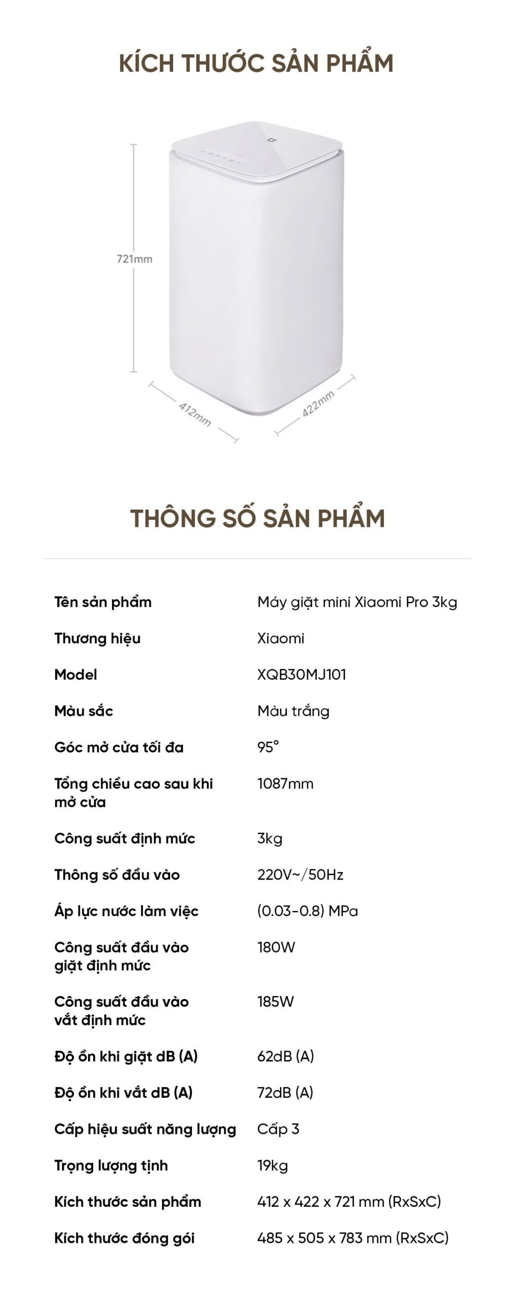 Máy giặt mini Xiaomi Thông Minh Pro 3kg