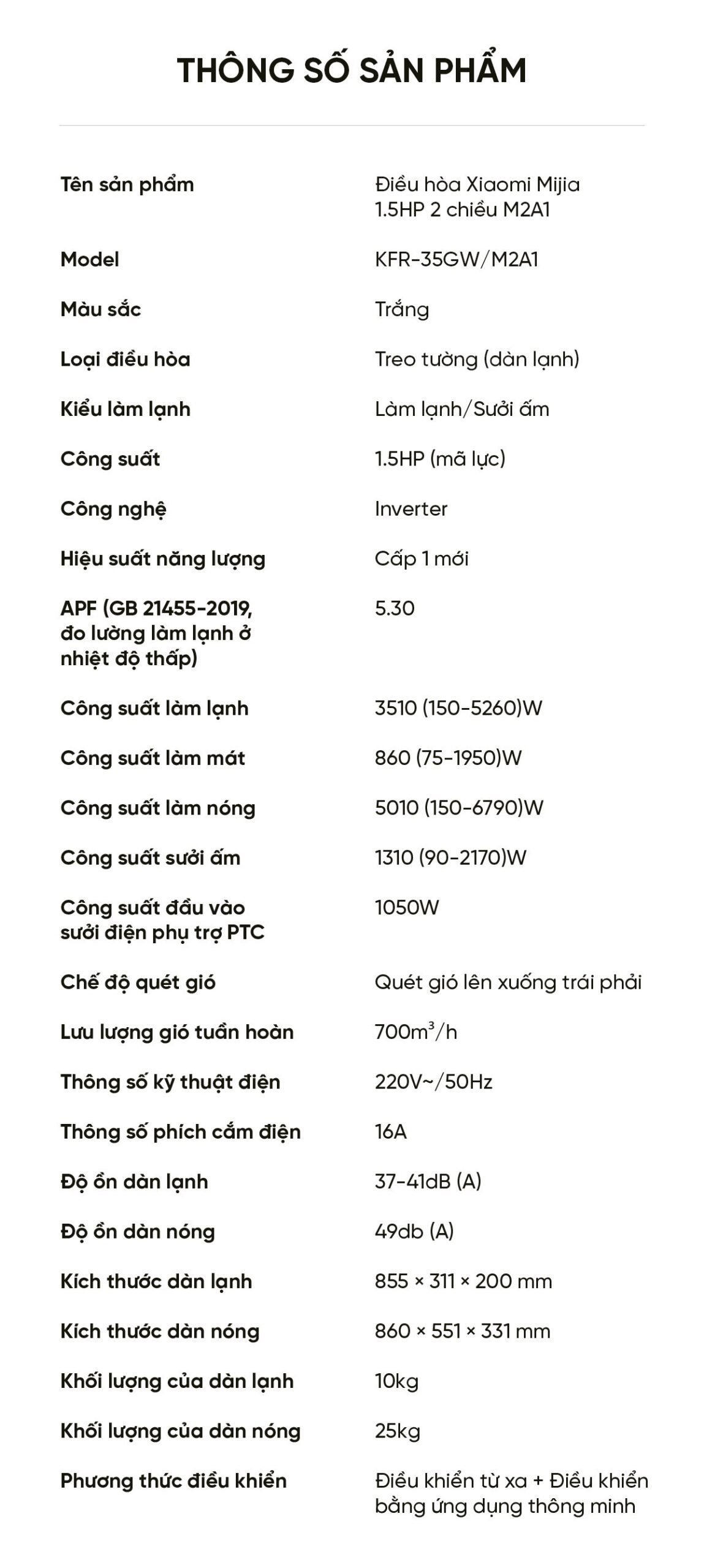 Điều hòa Xiaomi Mijia 12000BTU KFR-35GW/M2A1 1.5HP 2 chiều