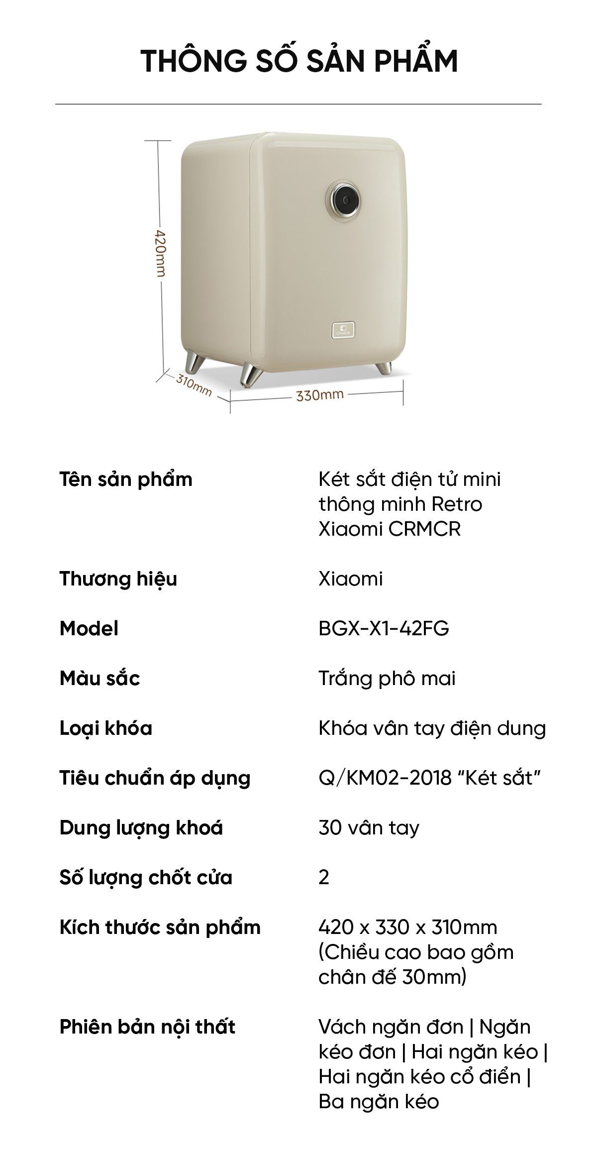 Két sắt Xiaomi thông minh BGX-X1-42FG