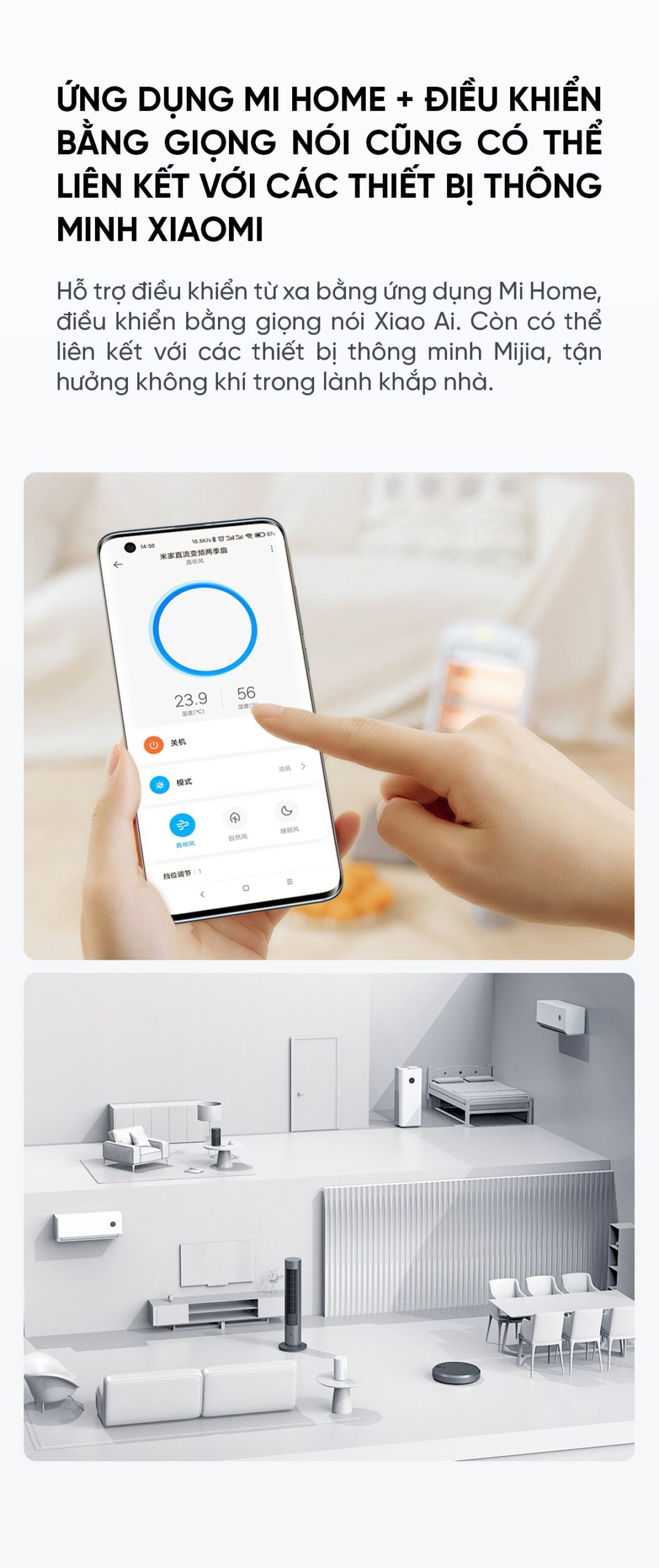 Quạt Tháp Xiaomi Mijia DC Inverter Không Cánh 2 Chiều BPLNS01DM