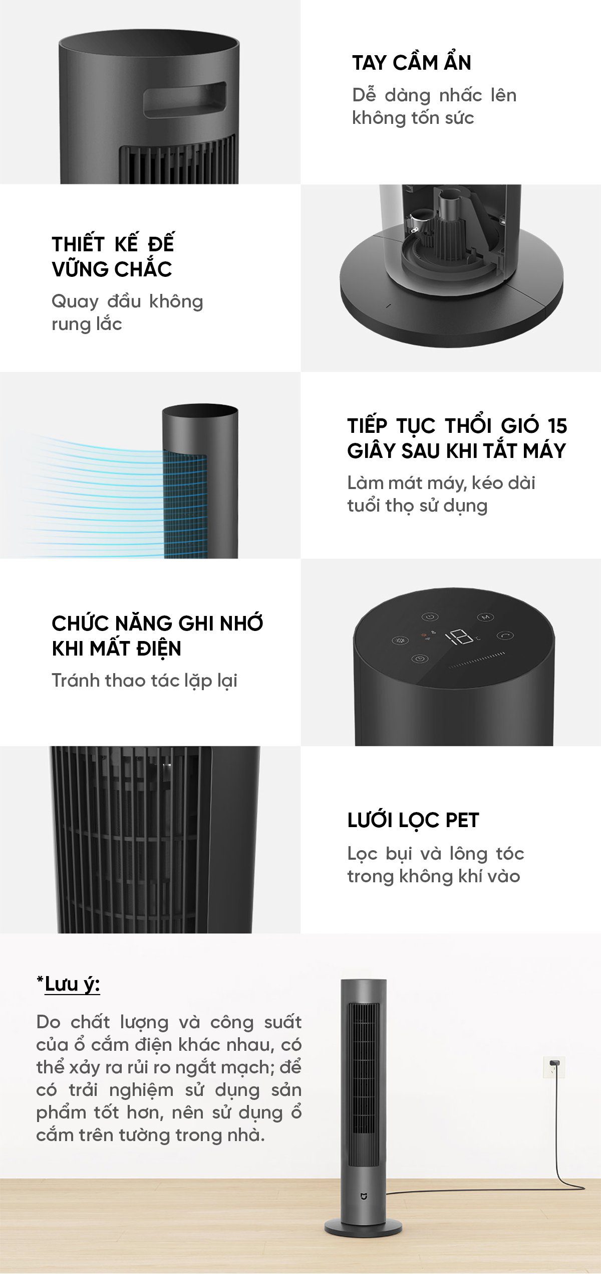 Quạt Tháp Xiaomi Mijia DC Inverter Không Cánh 2 Chiều BPLNS01DM
