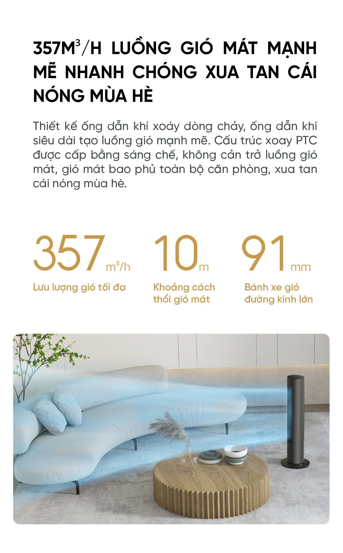 Quạt Tháp Xiaomi Mijia DC Inverter Không Cánh 2 Chiều BPLNS01DM
