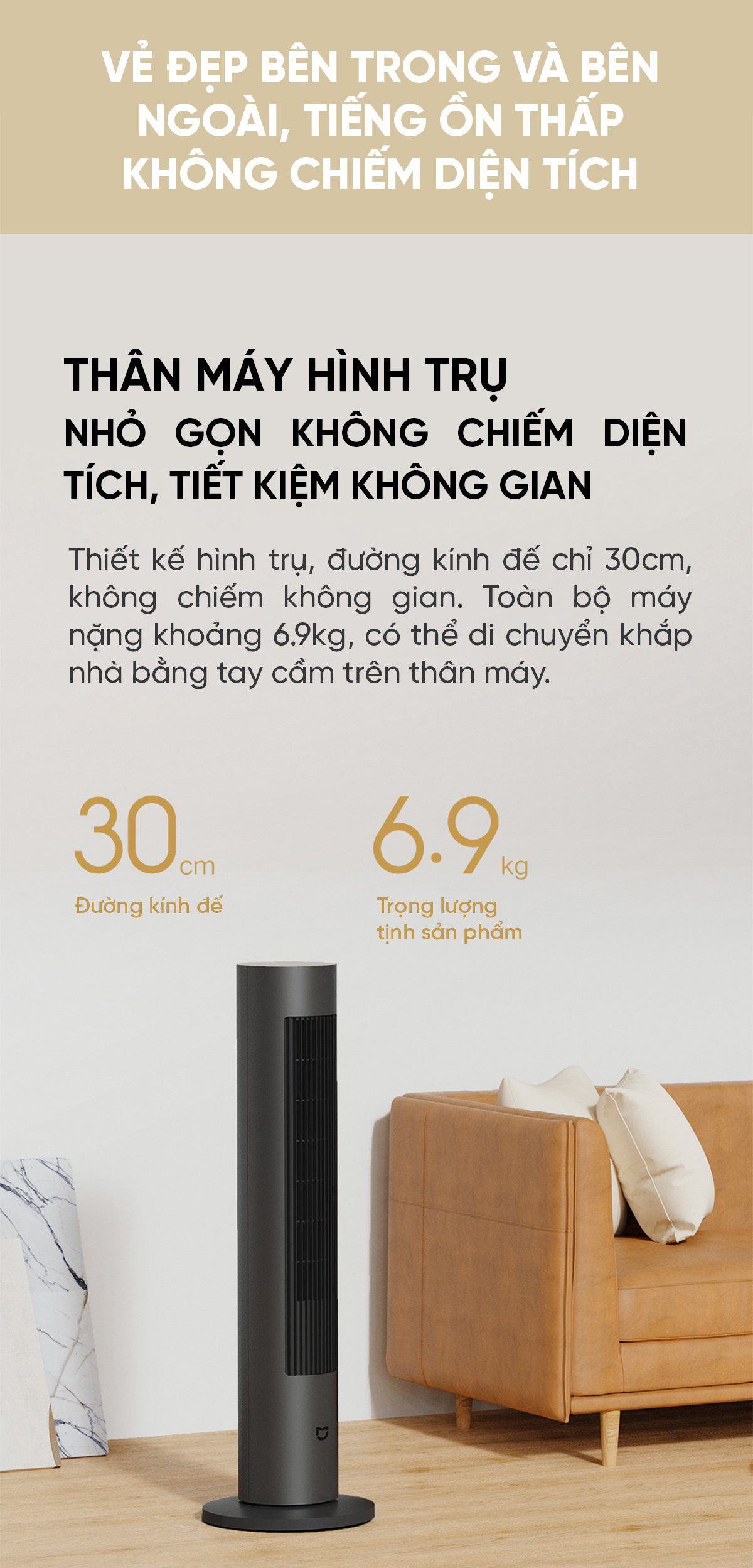 Quạt Tháp Xiaomi Mijia DC Inverter Không Cánh 2 Chiều BPLNS01DM