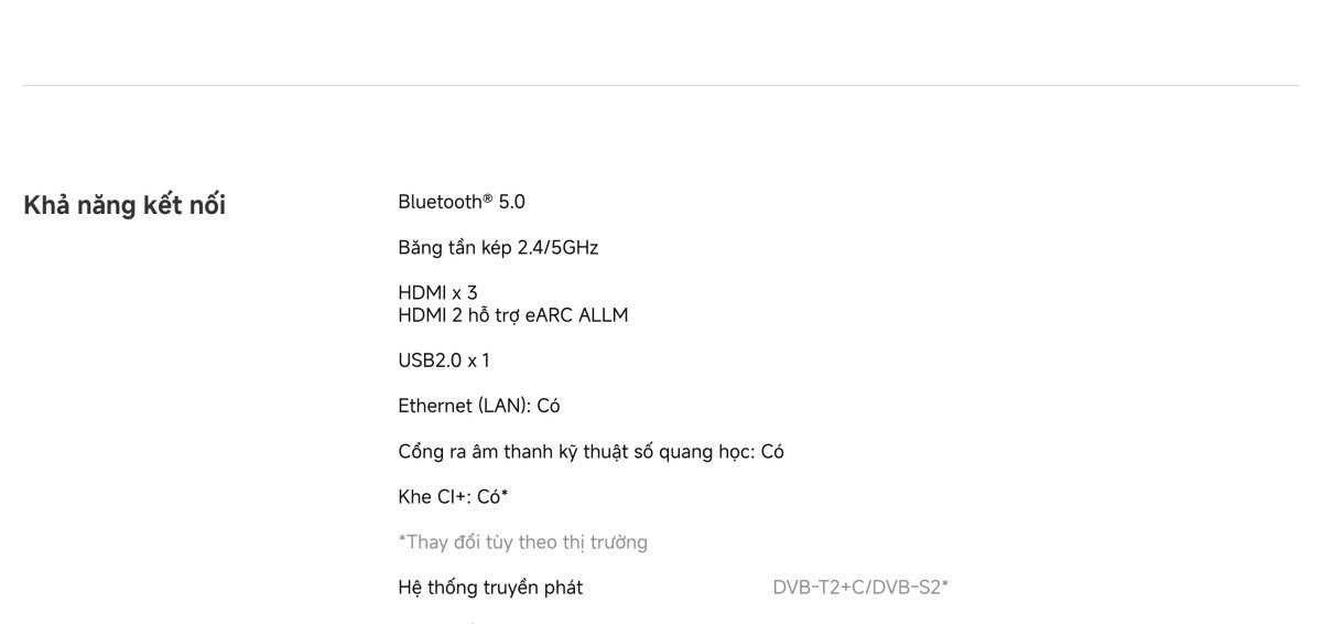 Tivi Xiaomi A Pro 65 Inch – 2026 Bản Quốc Tế – QLED 4K/60Hz – 2GB/8GB