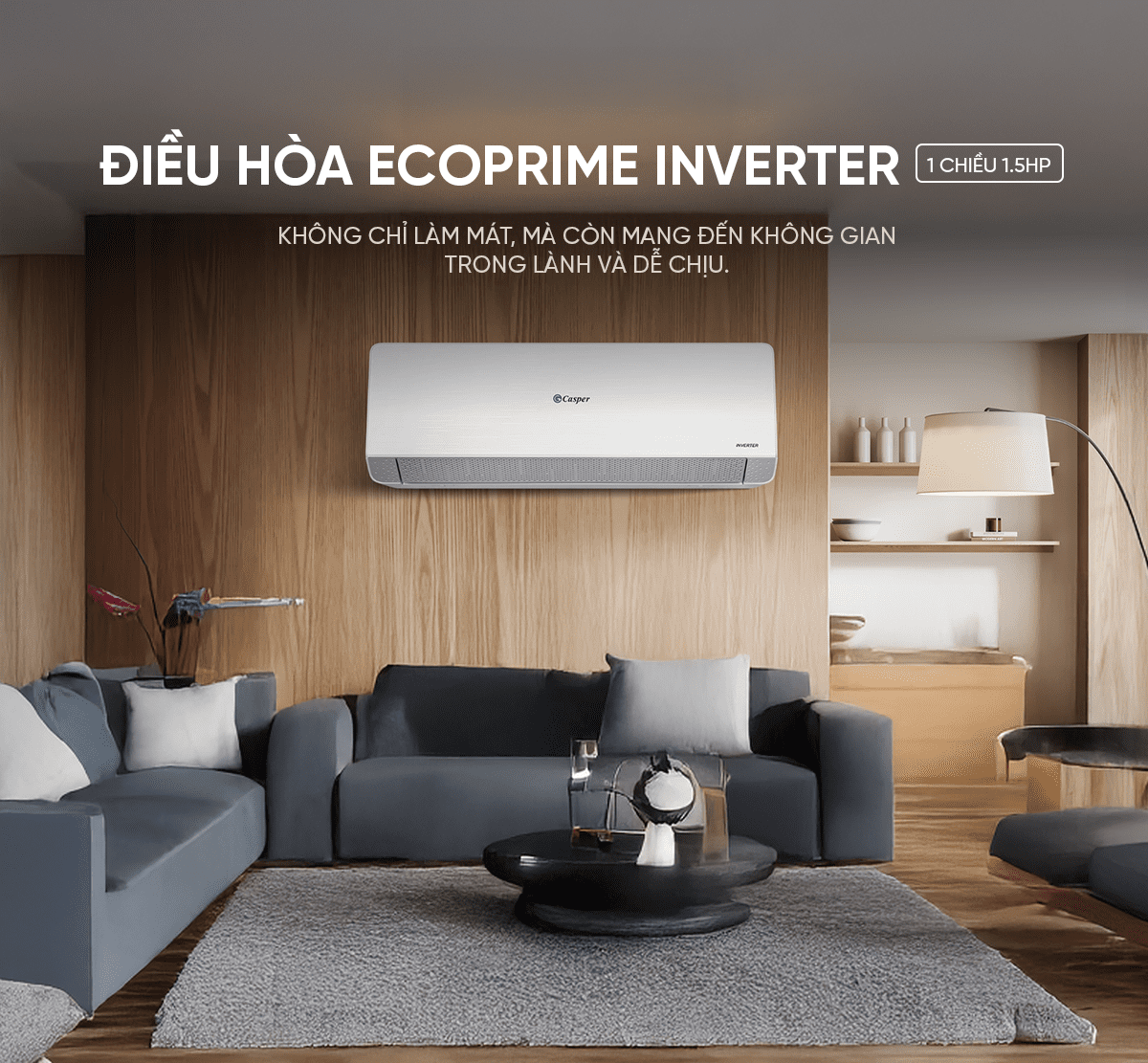 Điều hòa Casper EcoPrime Inverter 12000 BTU 1 chiều 1.5HP QC-12IS36