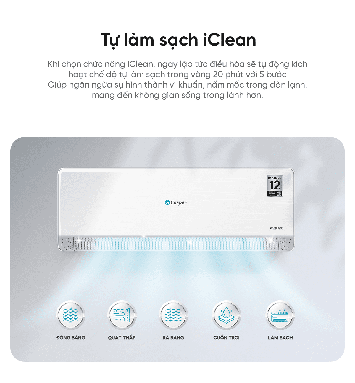 Điều hòa Casper EcoPrime Inverter 12000 BTU 1 chiều 1.5HP QC-12IS36