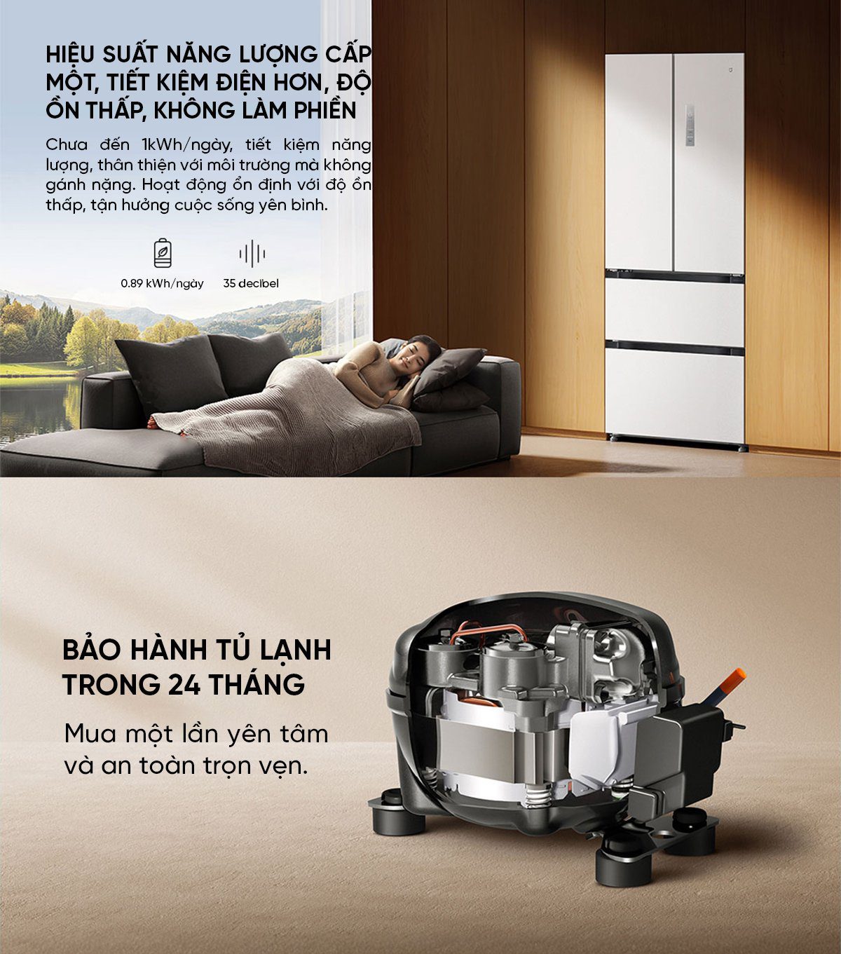 Tủ lạnh Xiaomi Mijia 508L kiểu Pháp Màu Trắng